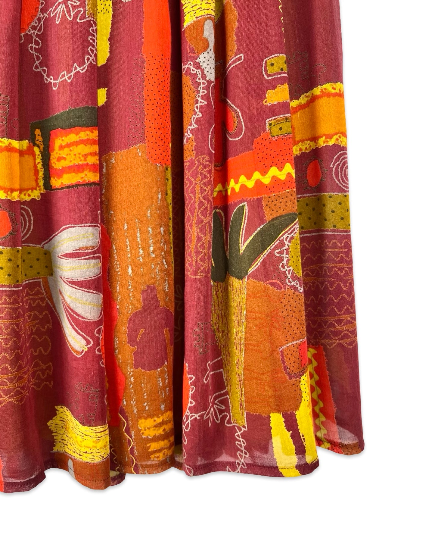 Vintage plooirok met print - M