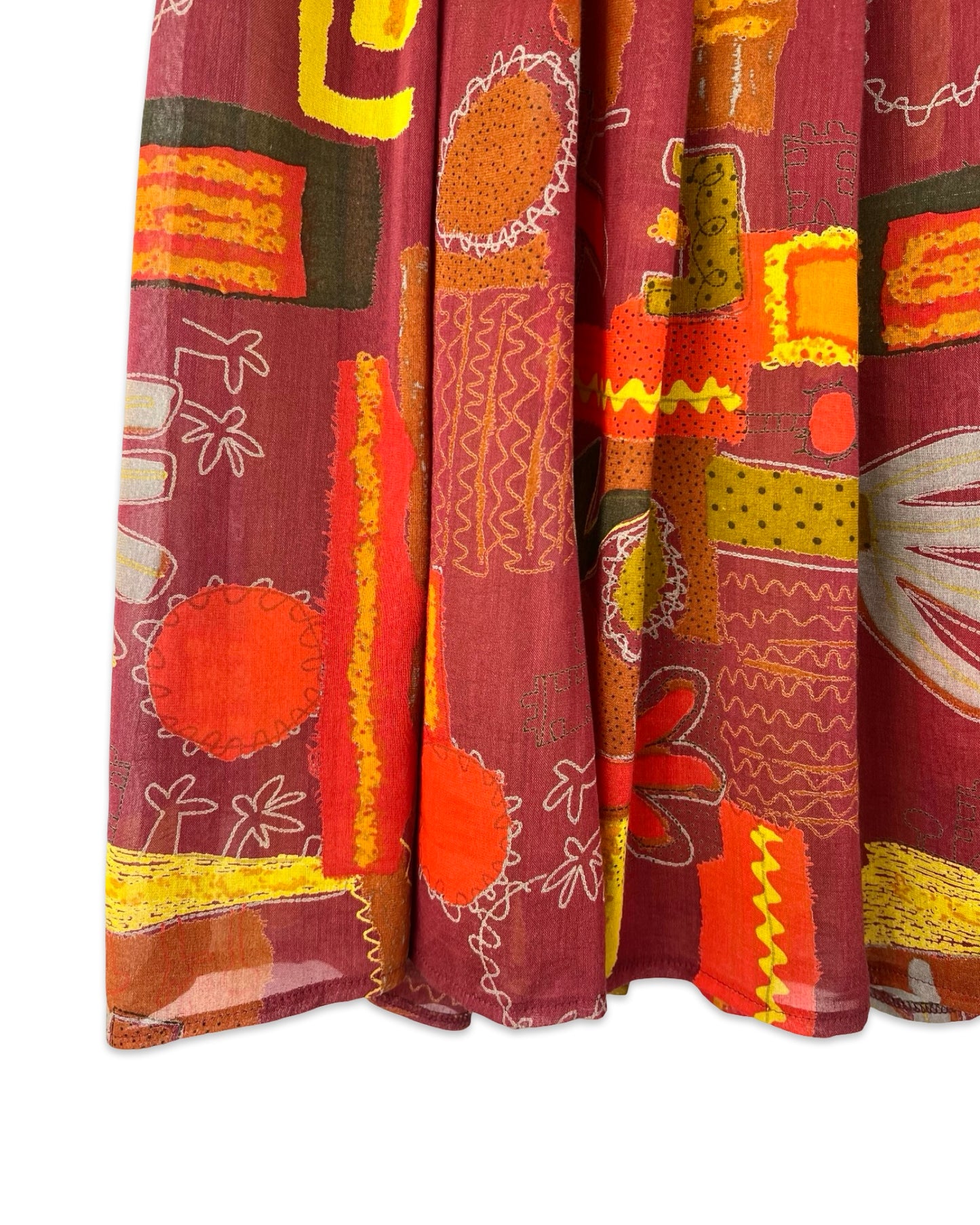 Vintage plooirok met print - M