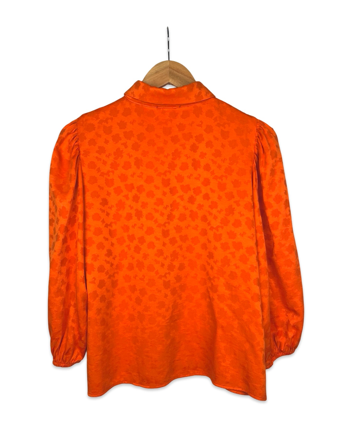 Oranje blouse met pofmouwen - S