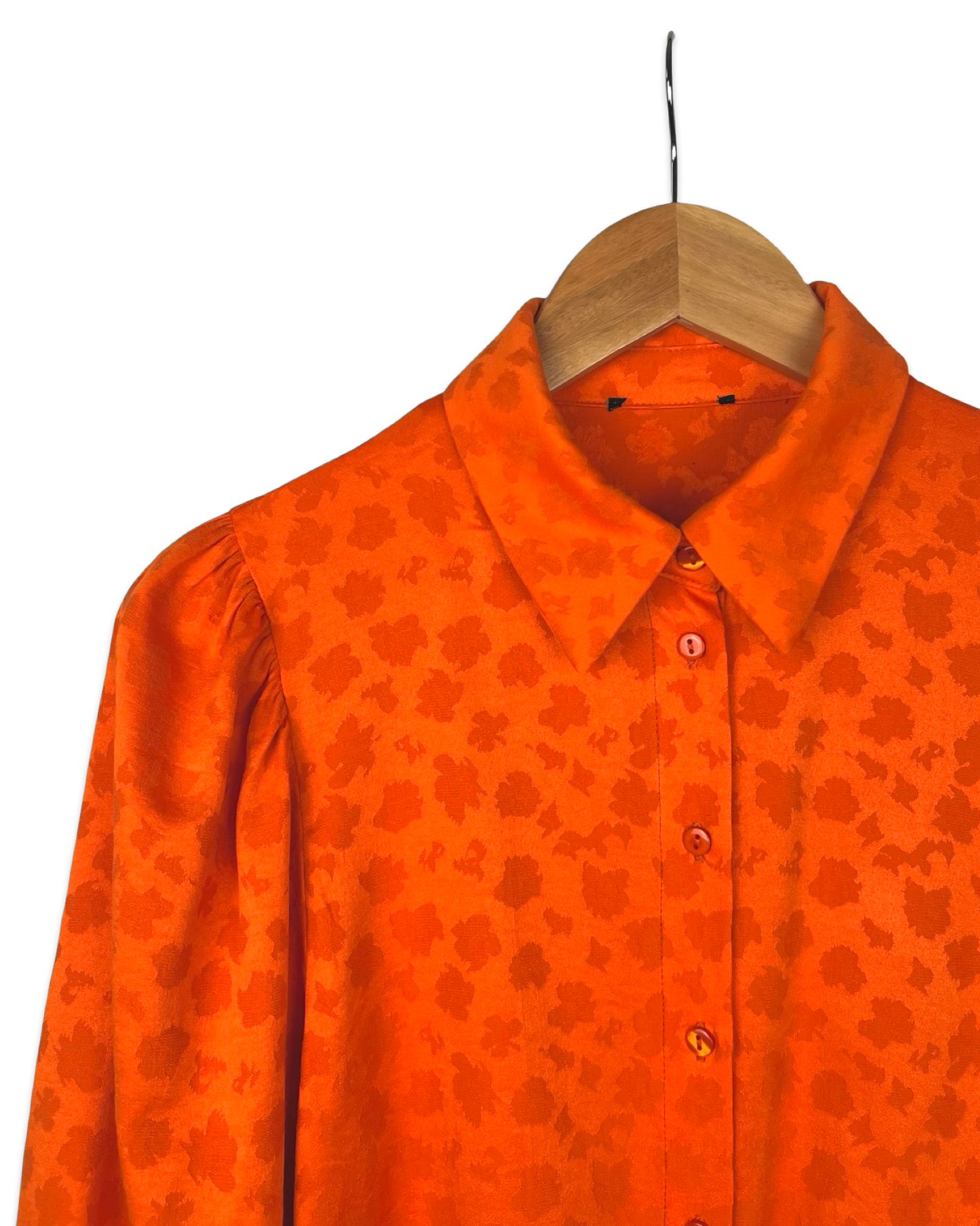 Oranje blouse met pofmouwen - S