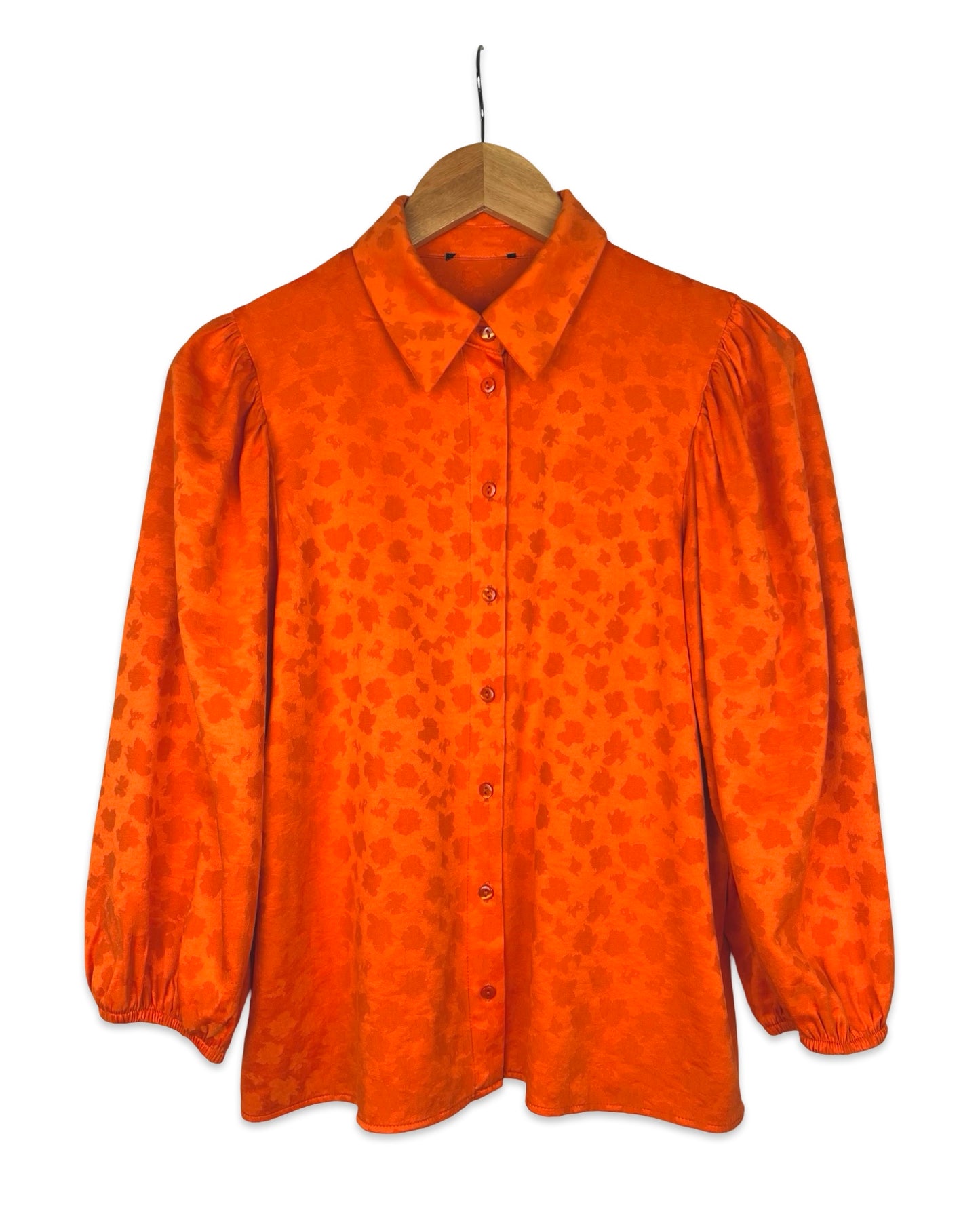 Oranje blouse met pofmouwen - S