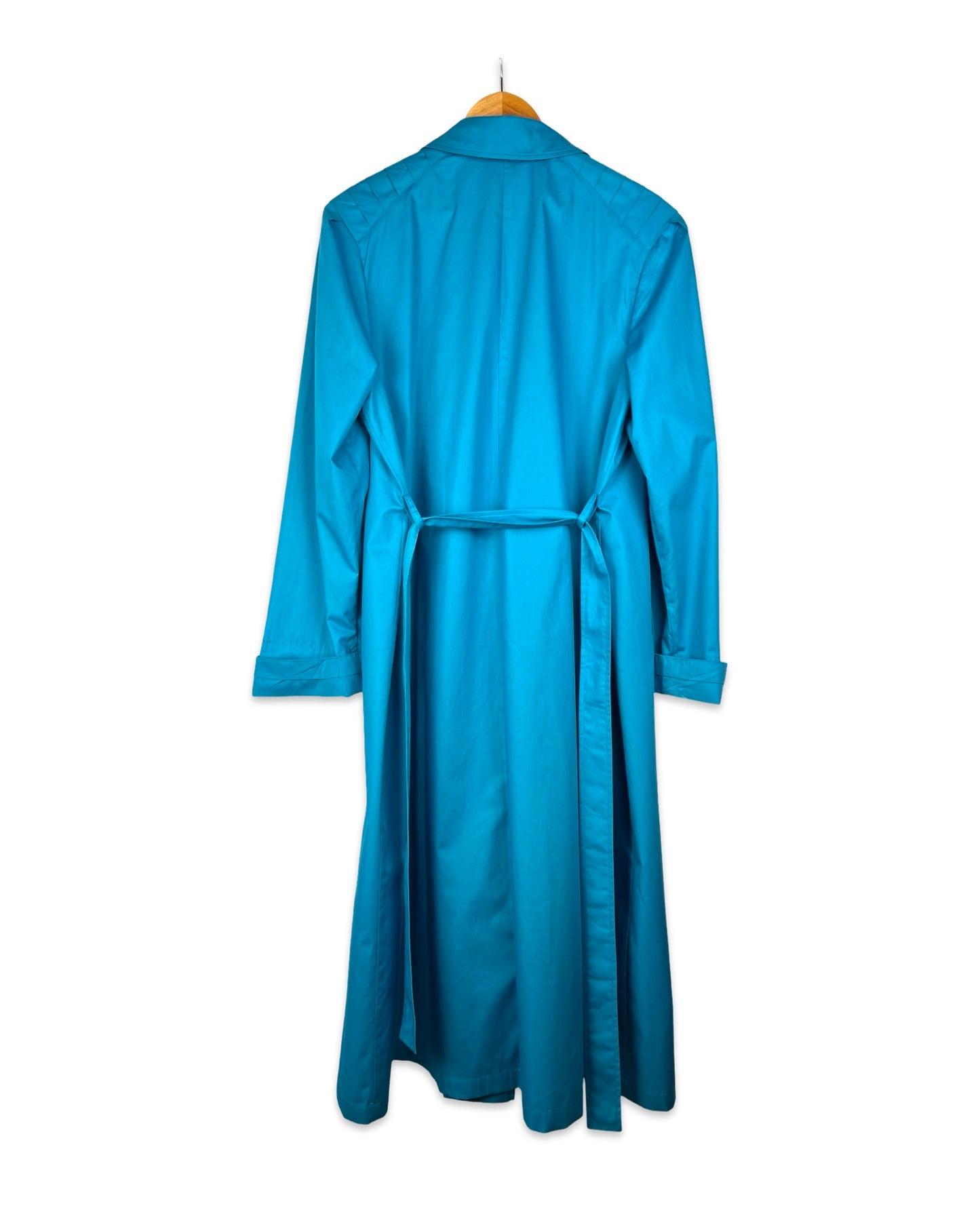 Aquablauwe vintage trenchcoat - L