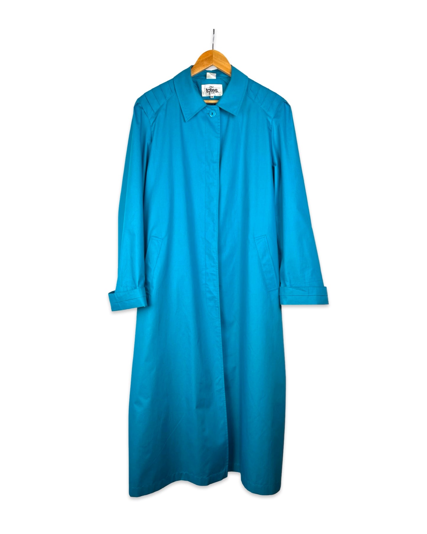 Aquablauwe vintage trenchcoat - L