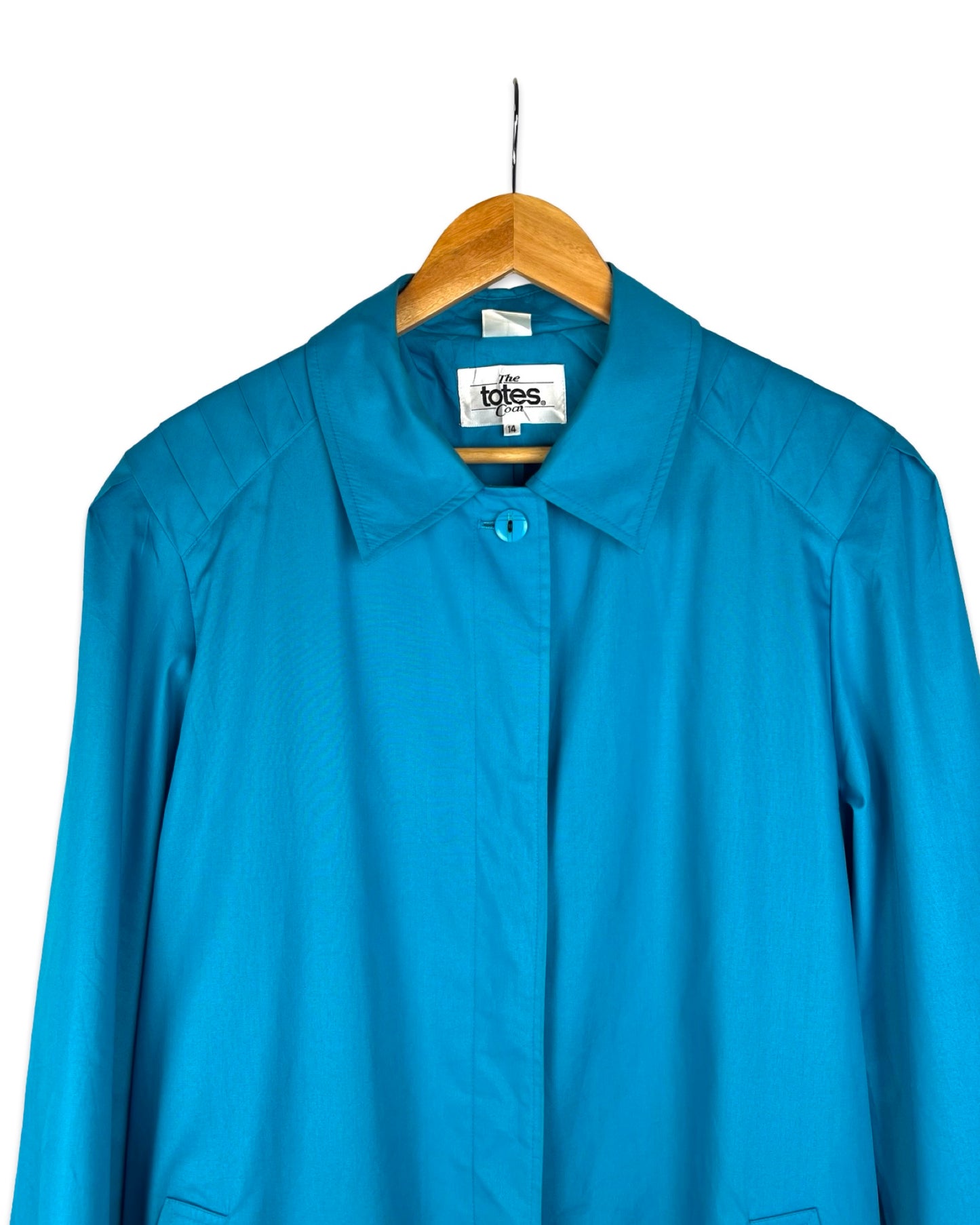 Aquablauwe vintage trenchcoat - L