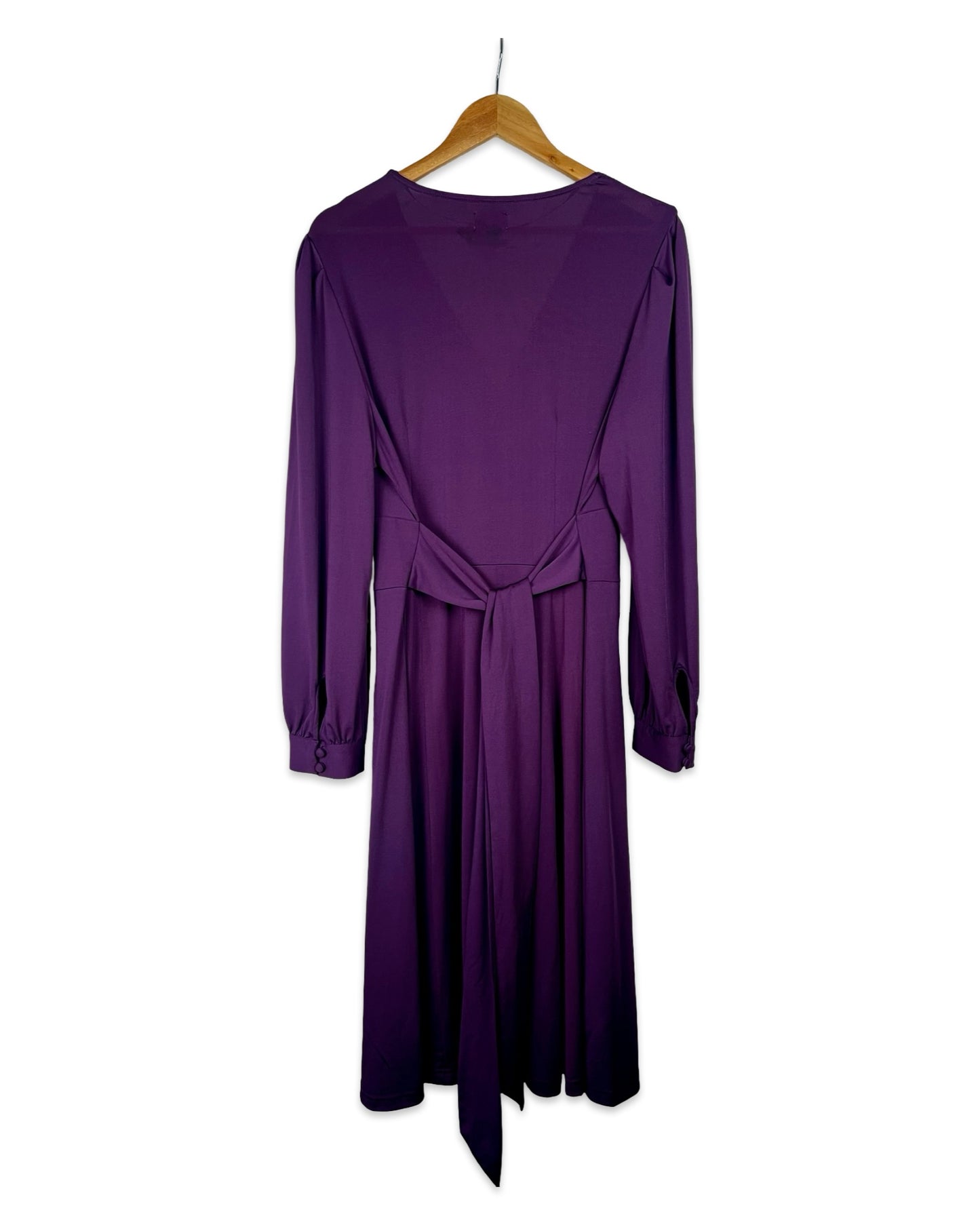 Paarse stretchjurk met striklinten - XL