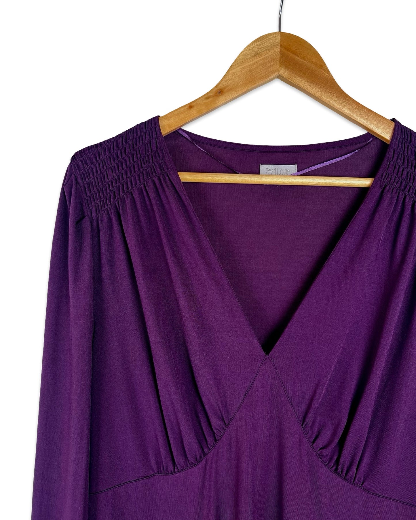 Paarse stretchjurk met striklinten - XL