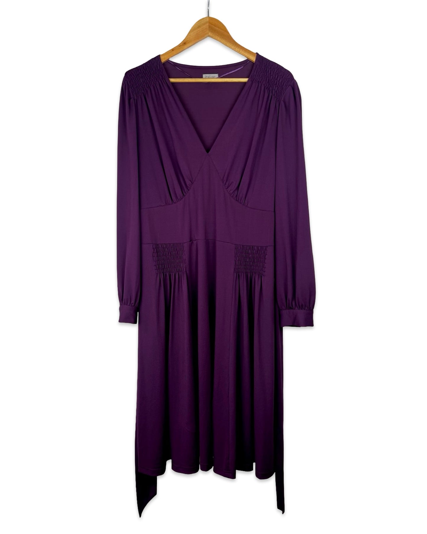 Paarse stretchjurk met striklinten - XL