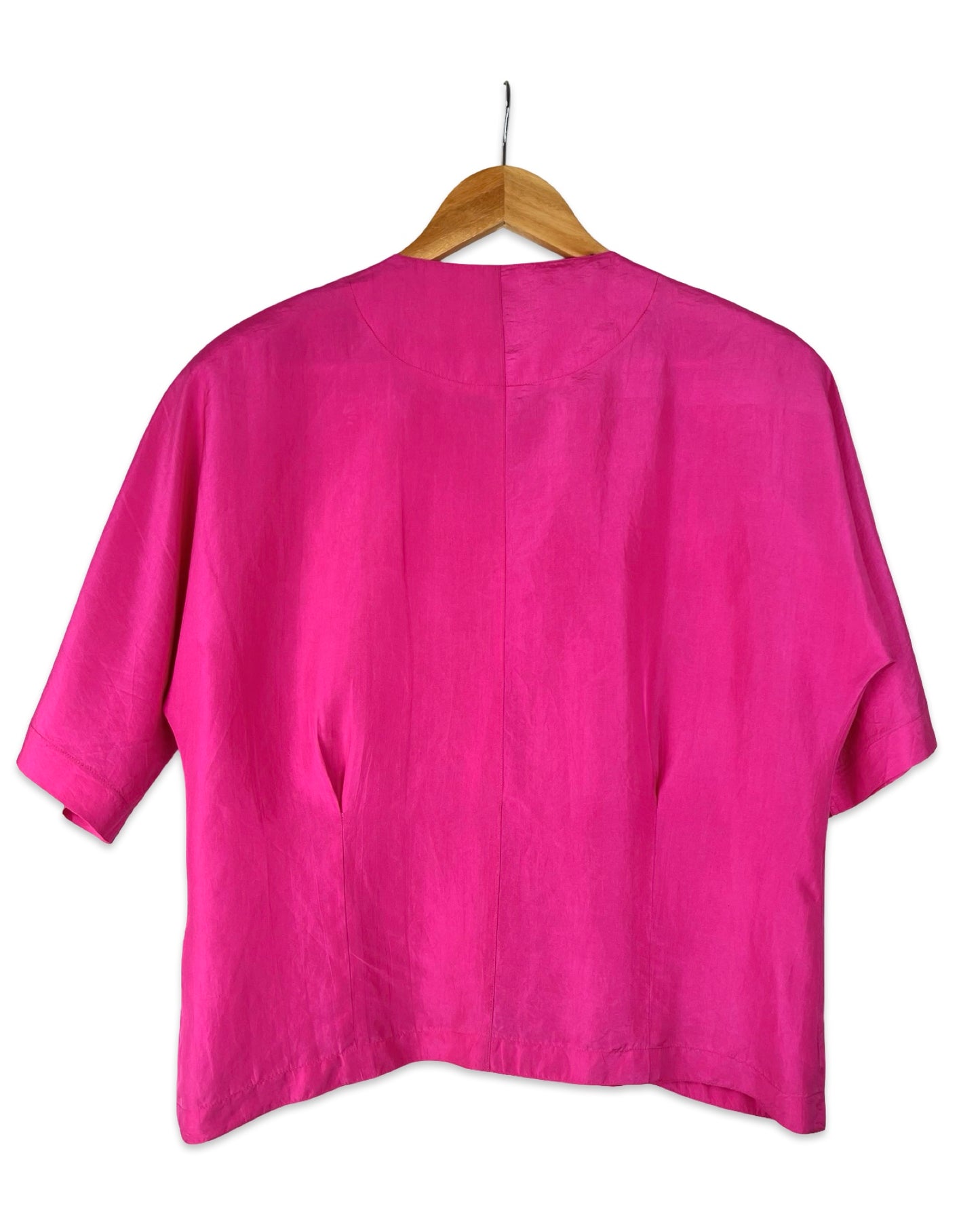 Fuchsia zijden vintage blouse - L