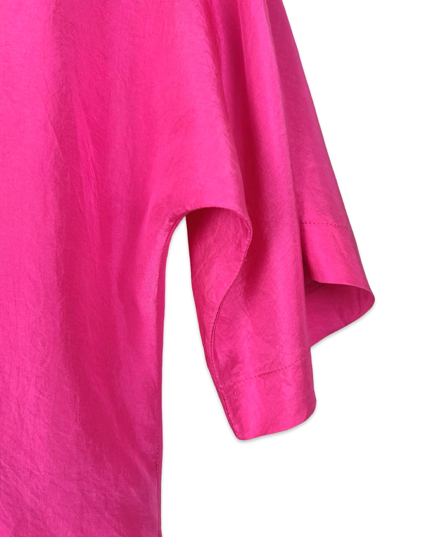 Fuchsia zijden vintage blouse - L