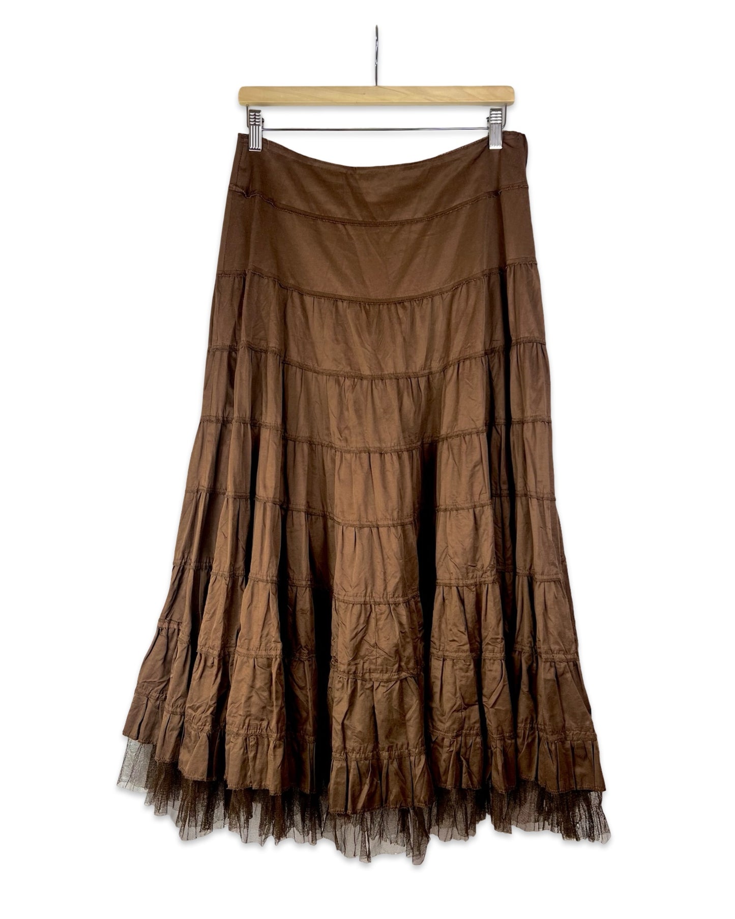 Bruine bohemian strokenrok - M