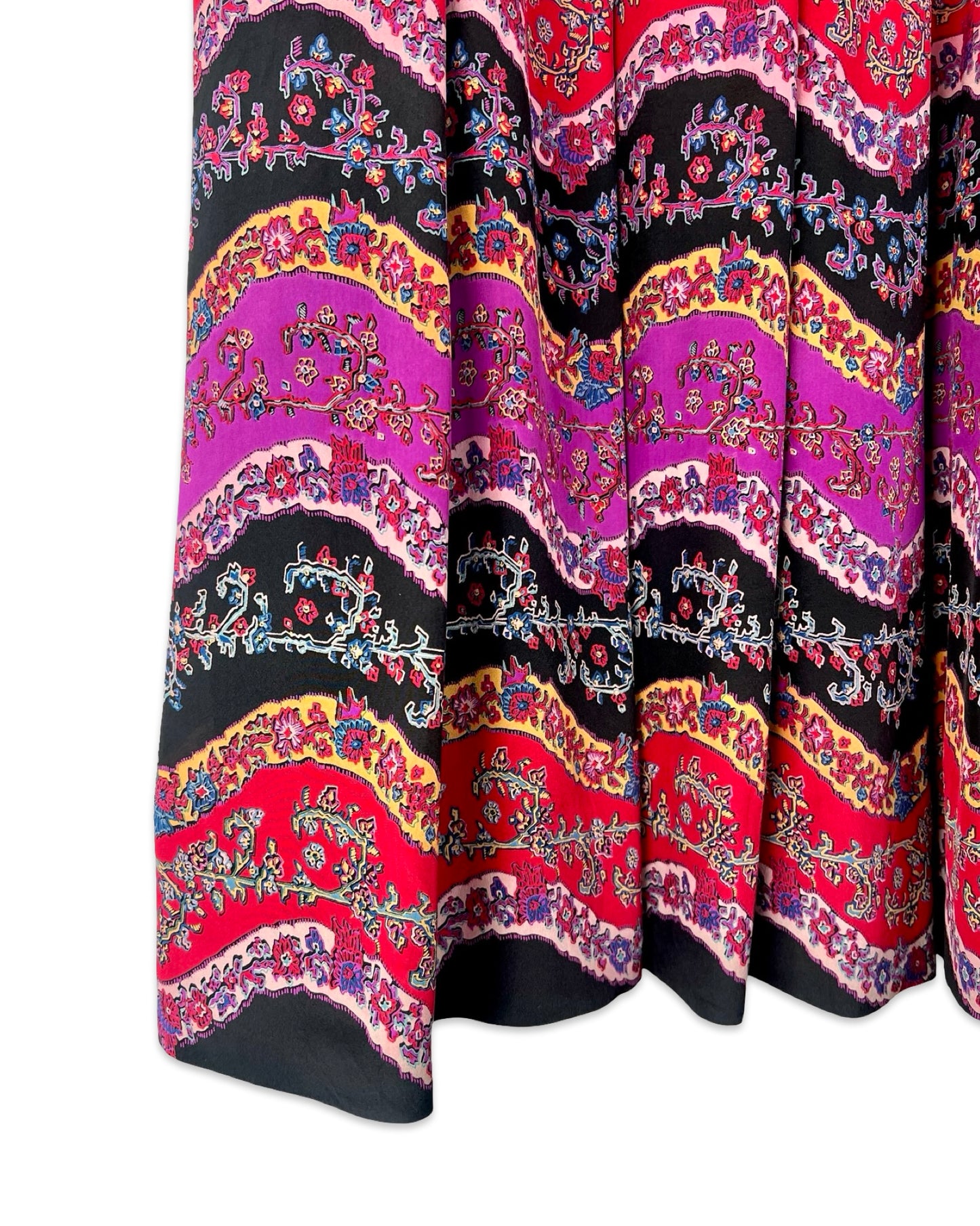 Zijden vintage midirok met print - M/L