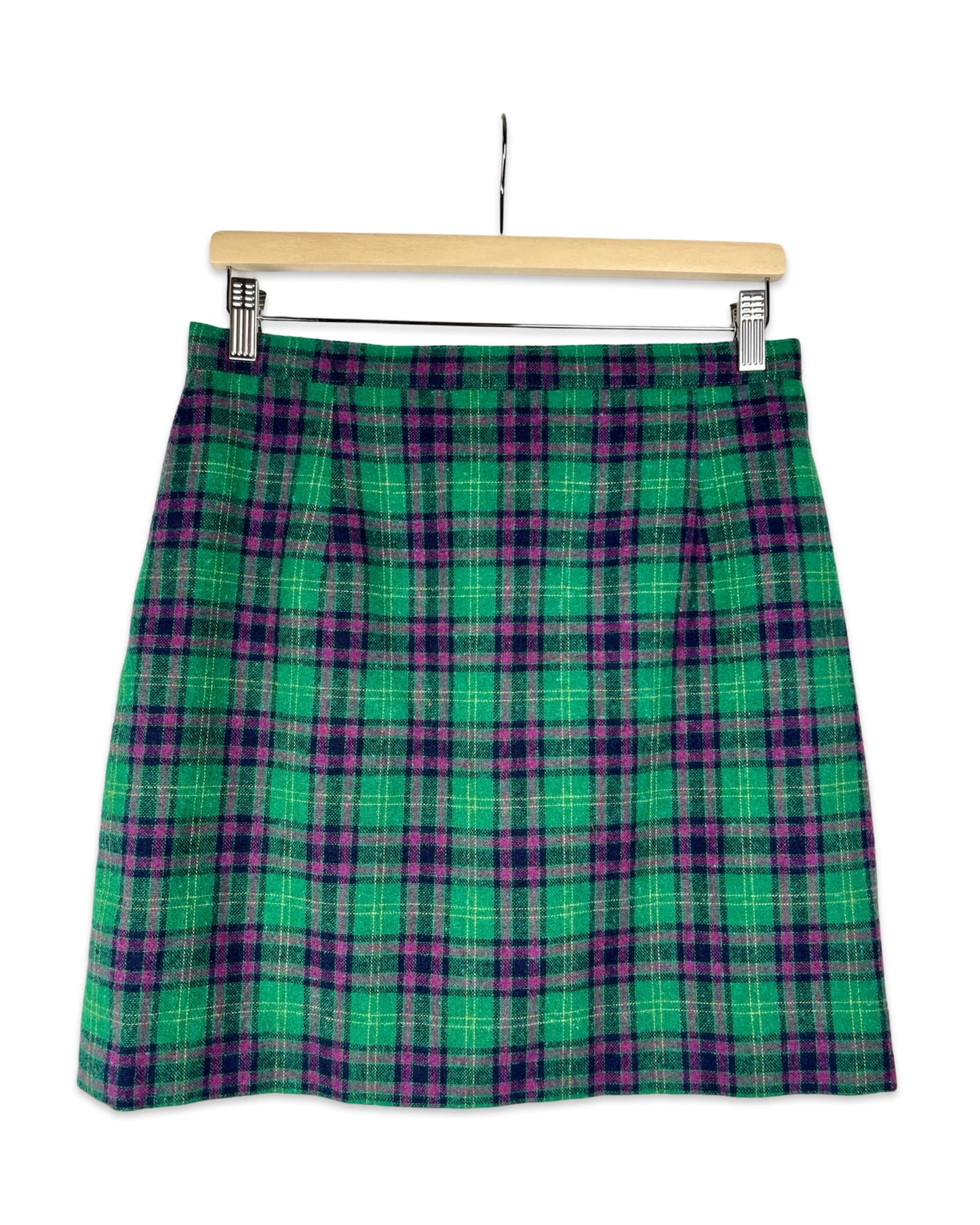 Vintage wollen minirok met ruit - M