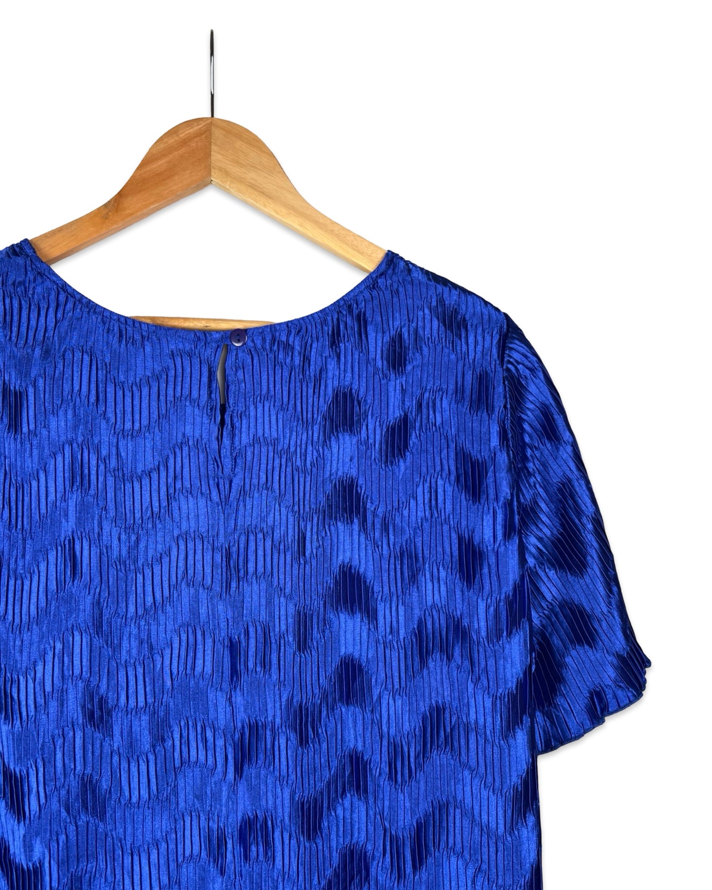 Kobaltblauwe vintage plissétop - XL