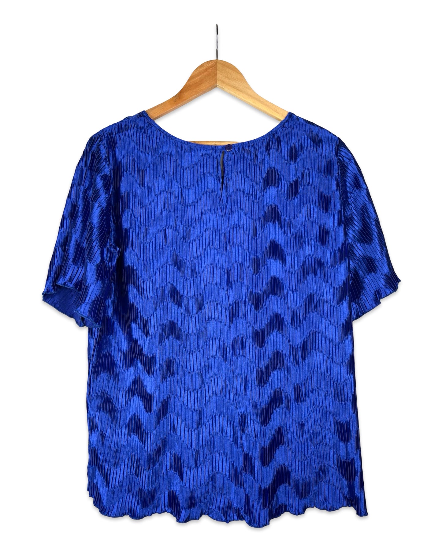 Kobaltblauwe vintage plissétop - XL