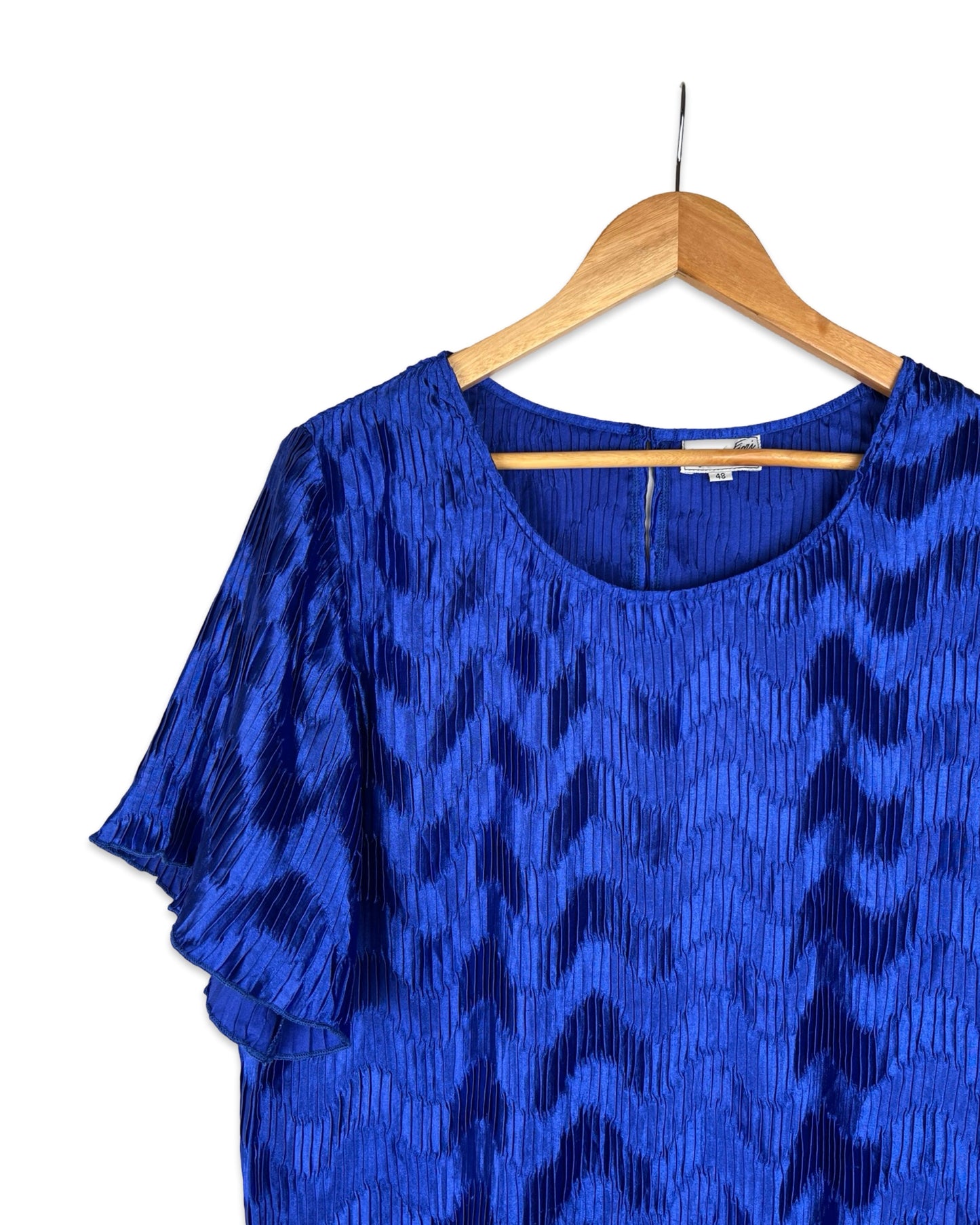 Kobaltblauwe vintage plissétop - XL