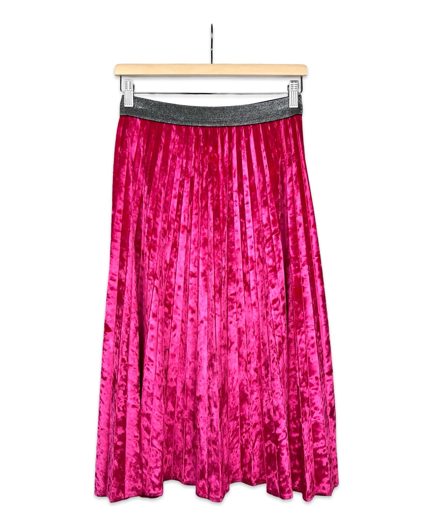 Roze velvet plissérok - S/M