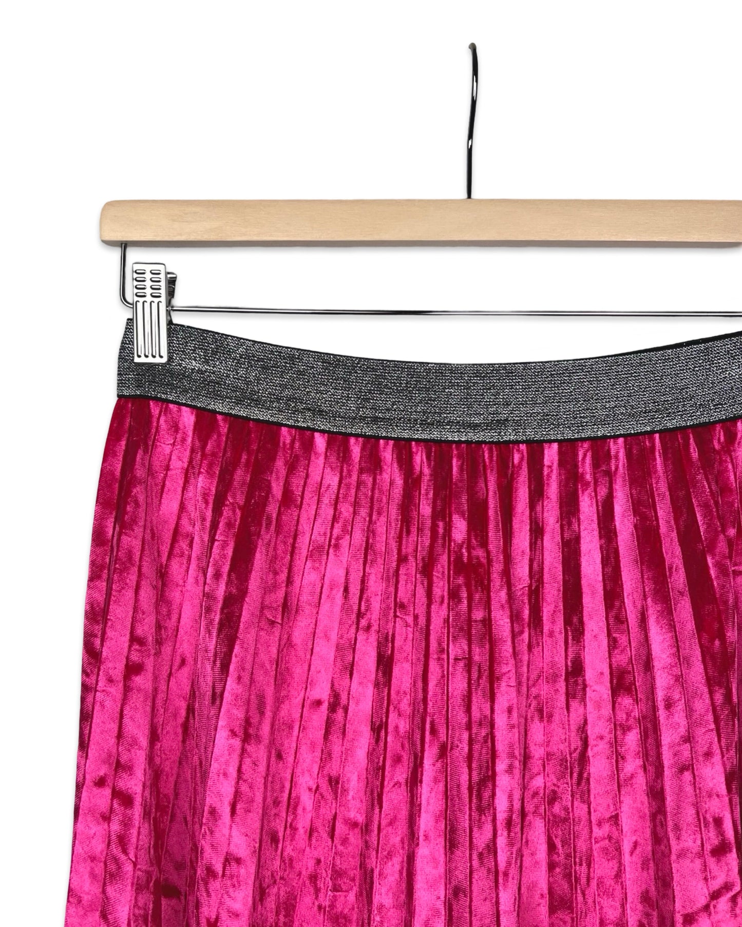 Roze velvet plissérok - S/M