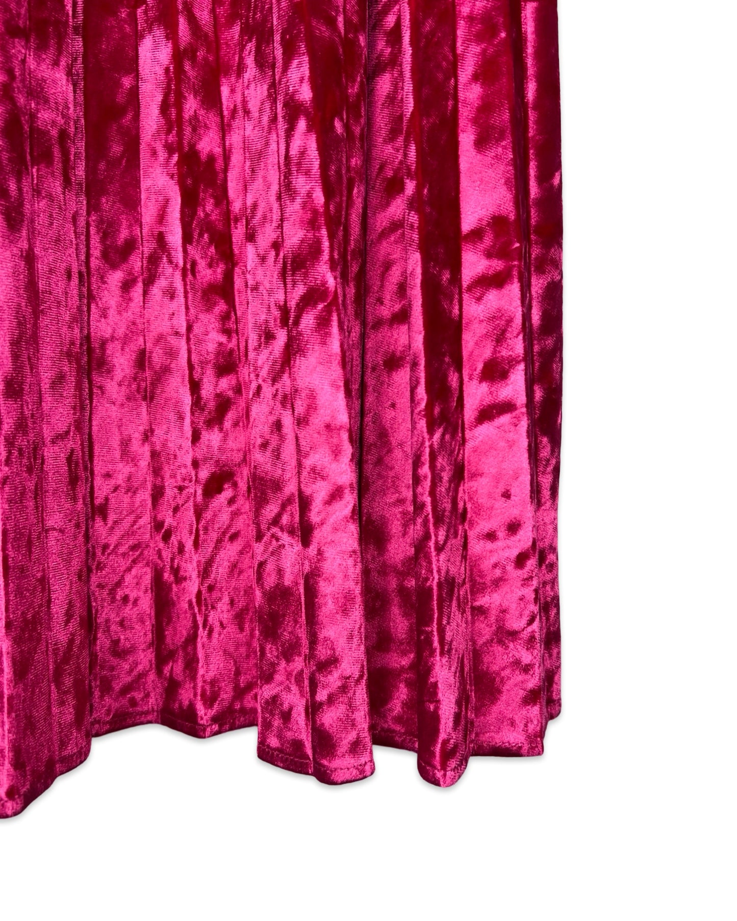 Roze velvet plissérok - S/M