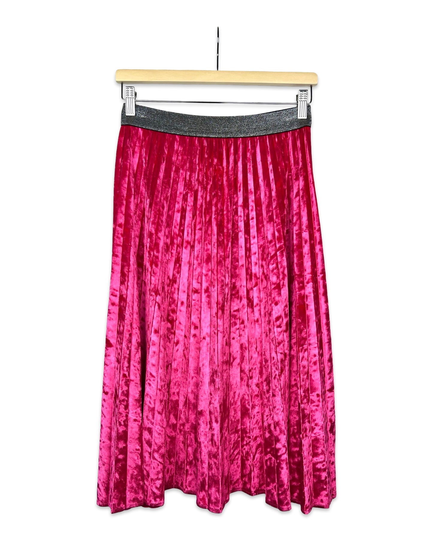Roze velvet plissérok - S/M