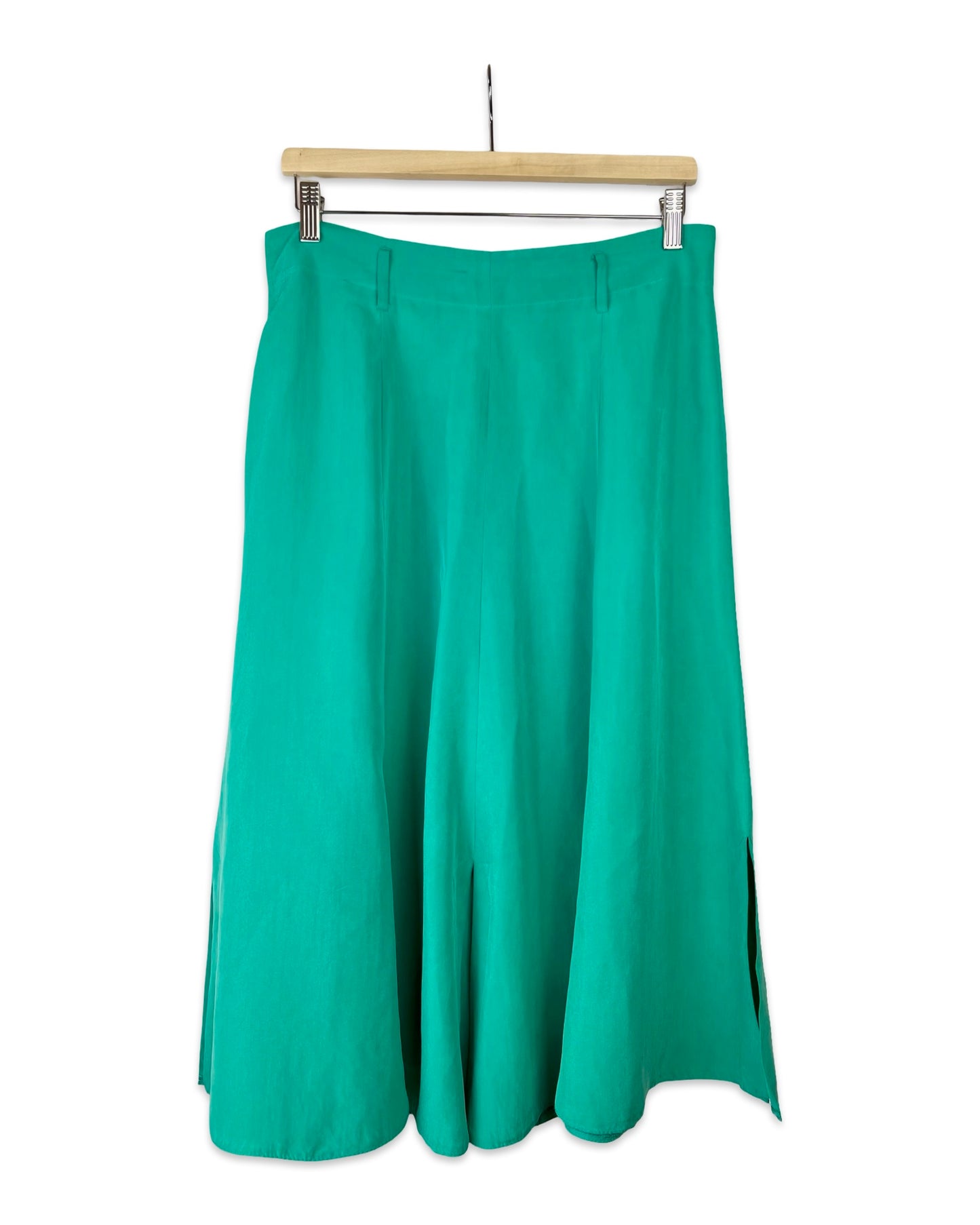 Turquoise zijden rok - L