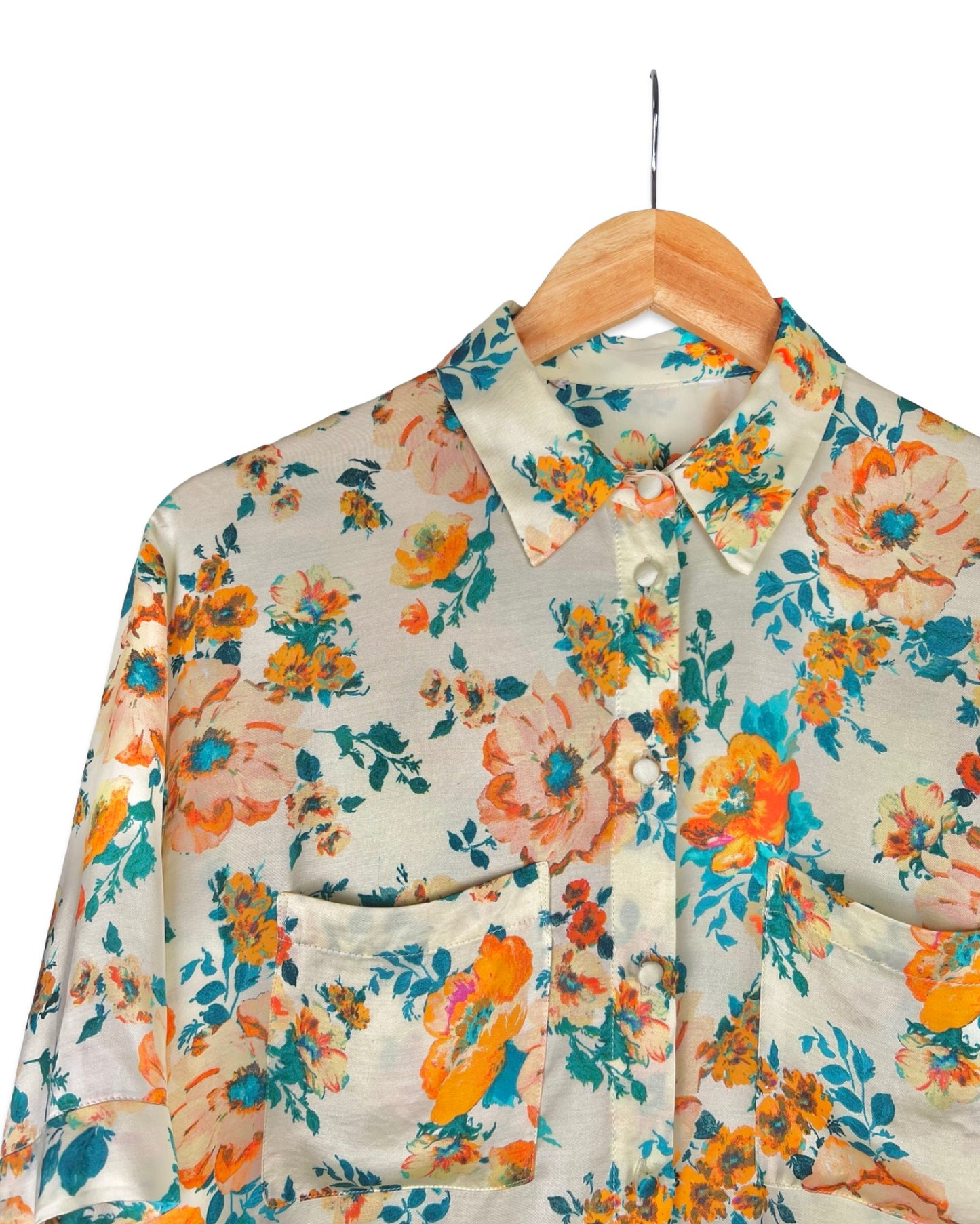 Vintage blouse met rozenprint - L