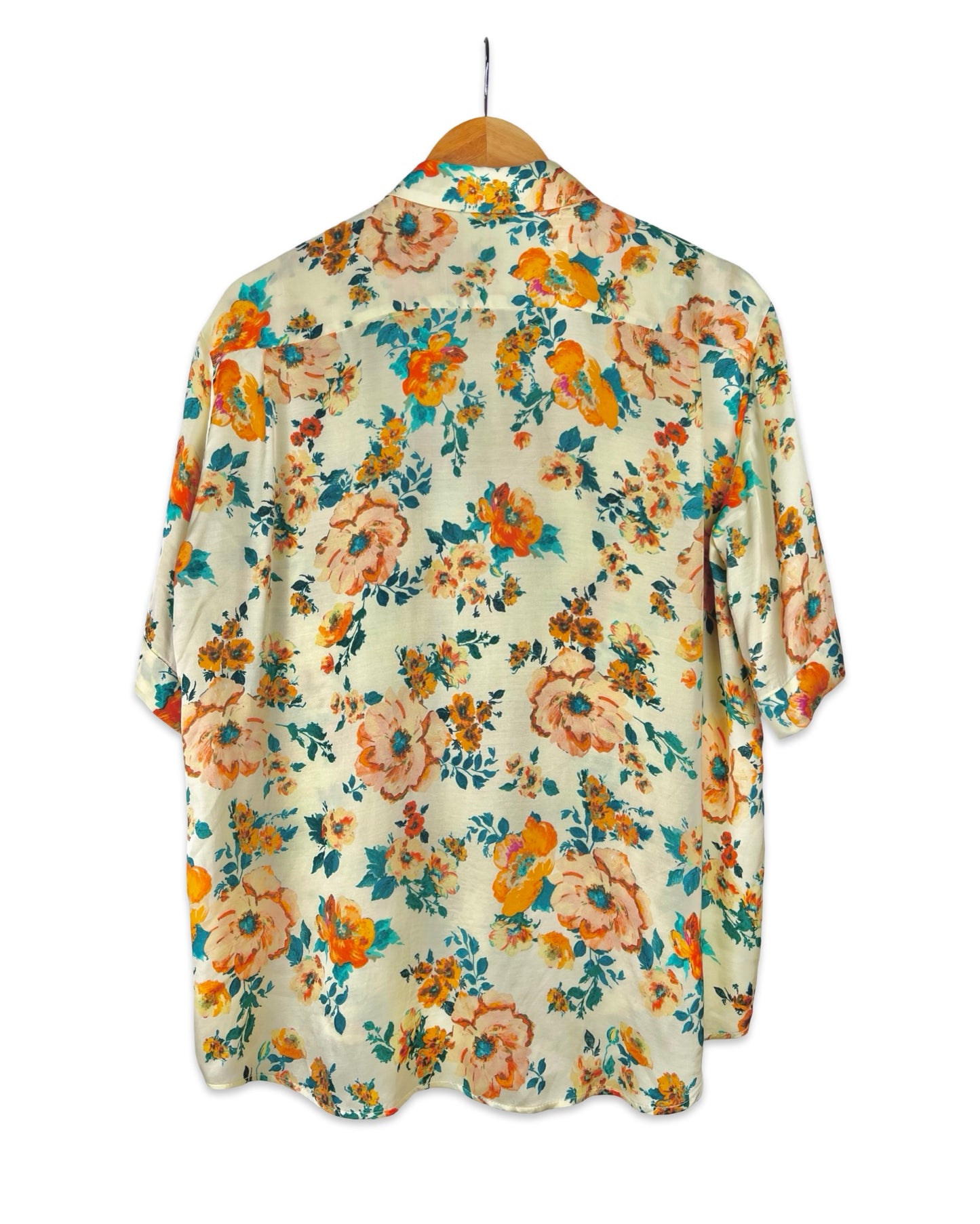 Vintage blouse met rozenprint - L
