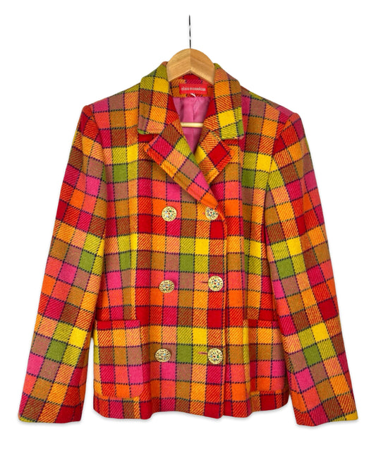 Multicolor geruite vintage blazer - M