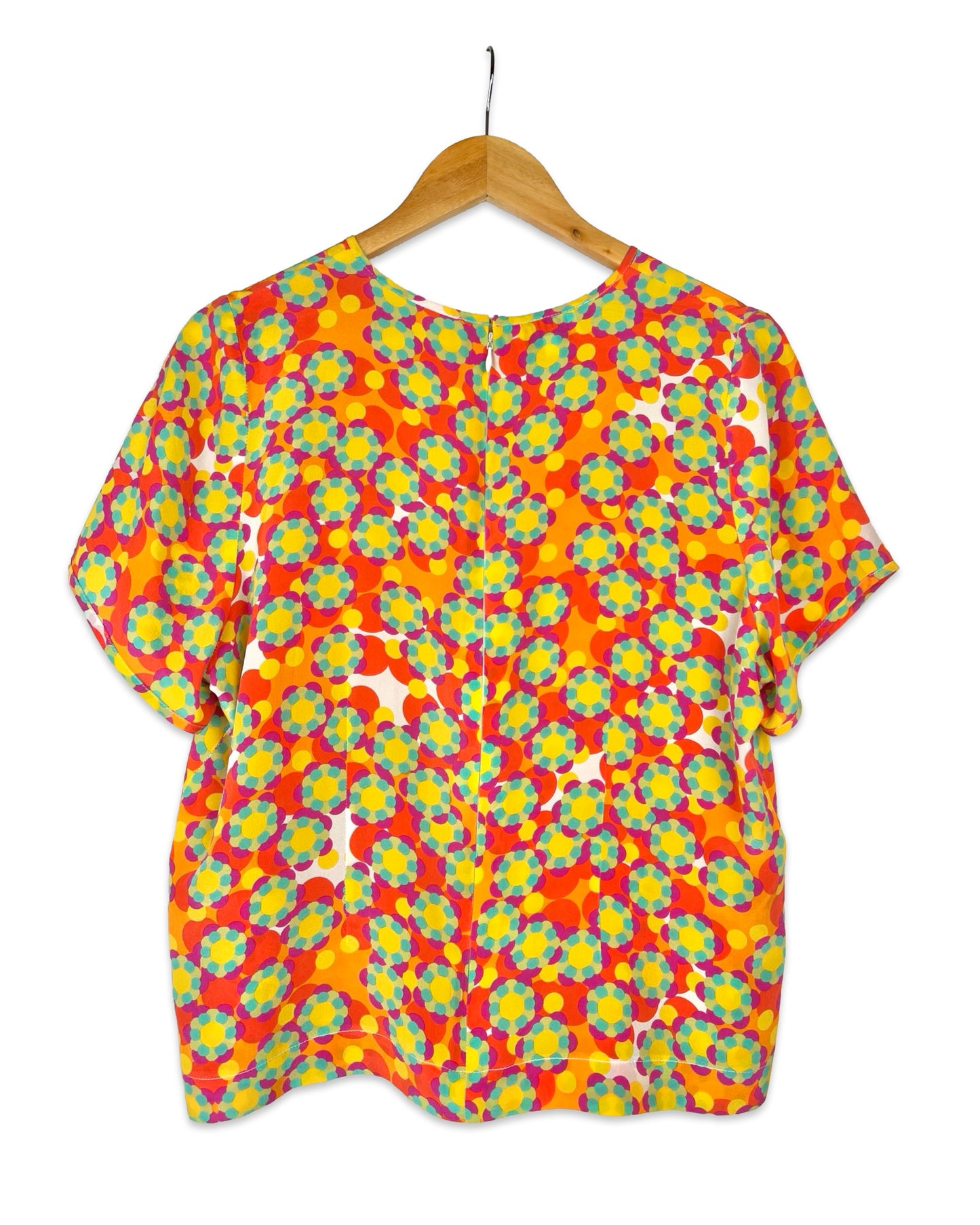 Vintage multicolor zijden top - L