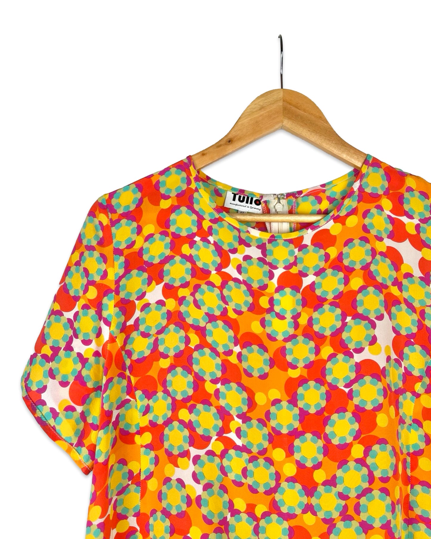 Vintage multicolor zijden top - L