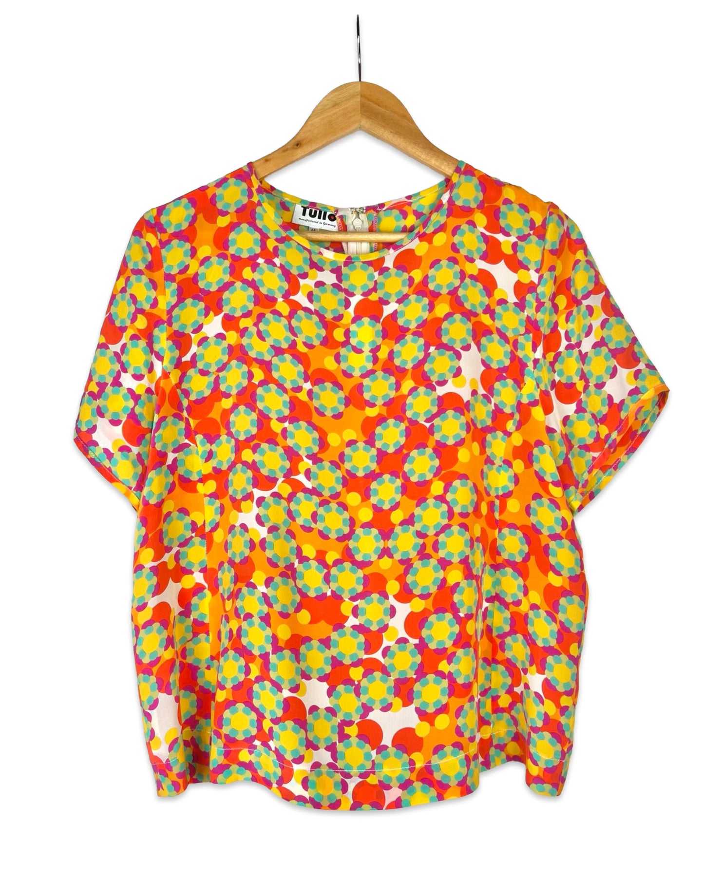 Vintage multicolor zijden top - L