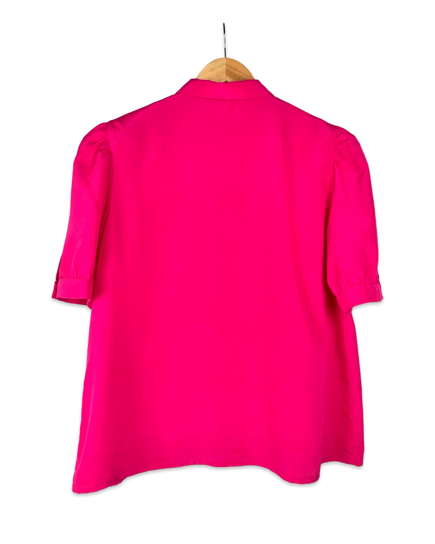 Vintage roze blouse met pofmouwen - L