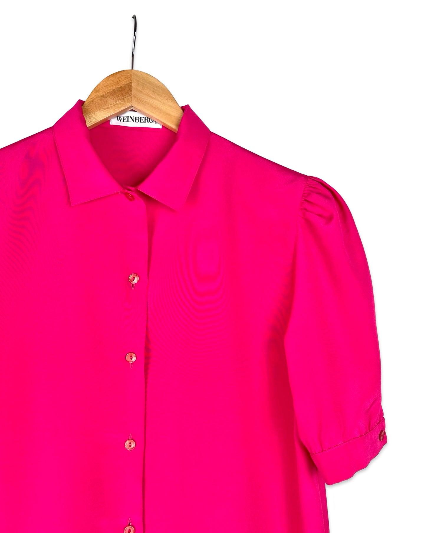 Vintage roze blouse met pofmouwen - L