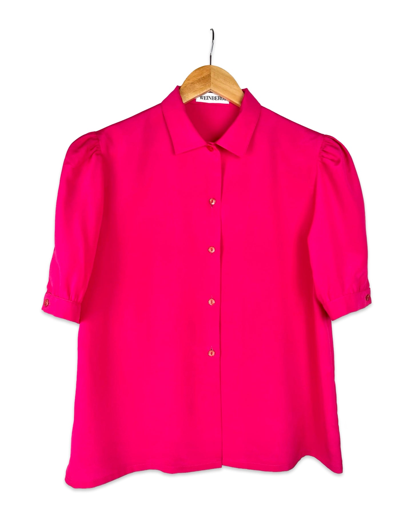 Vintage roze blouse met pofmouwen - L