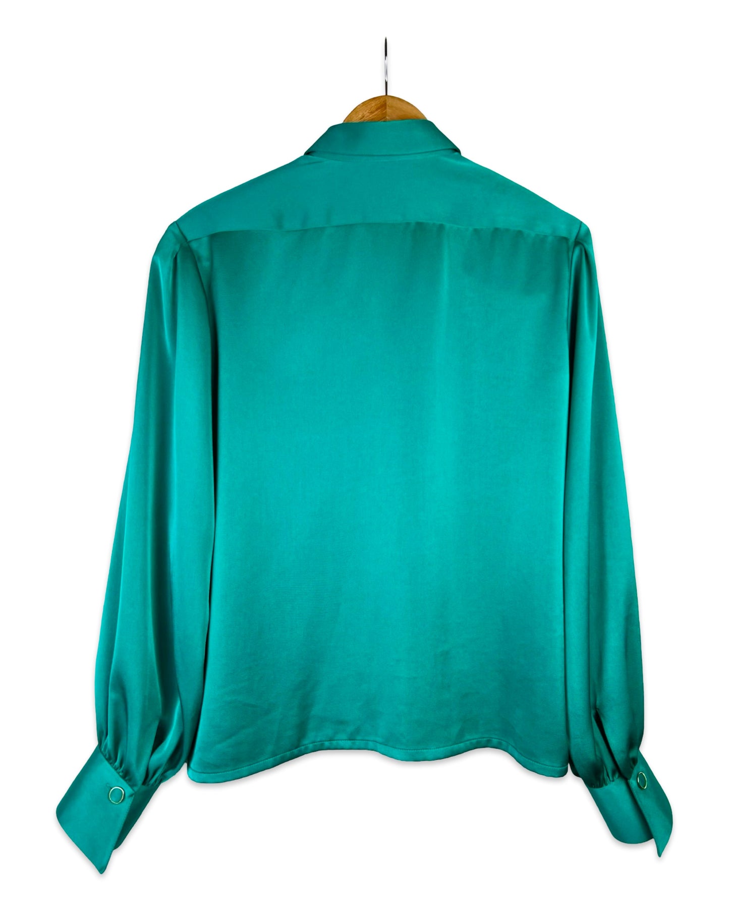 Petrol satijn blouse - M/L