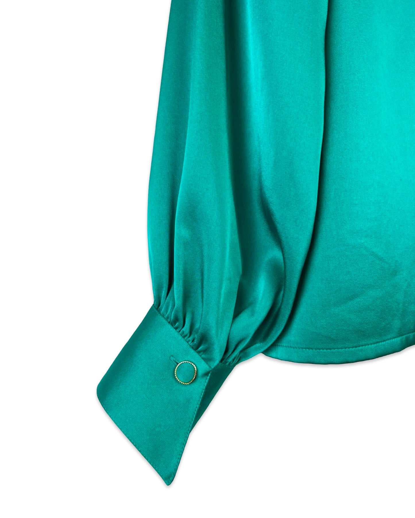 Petrol satijn blouse - M/L