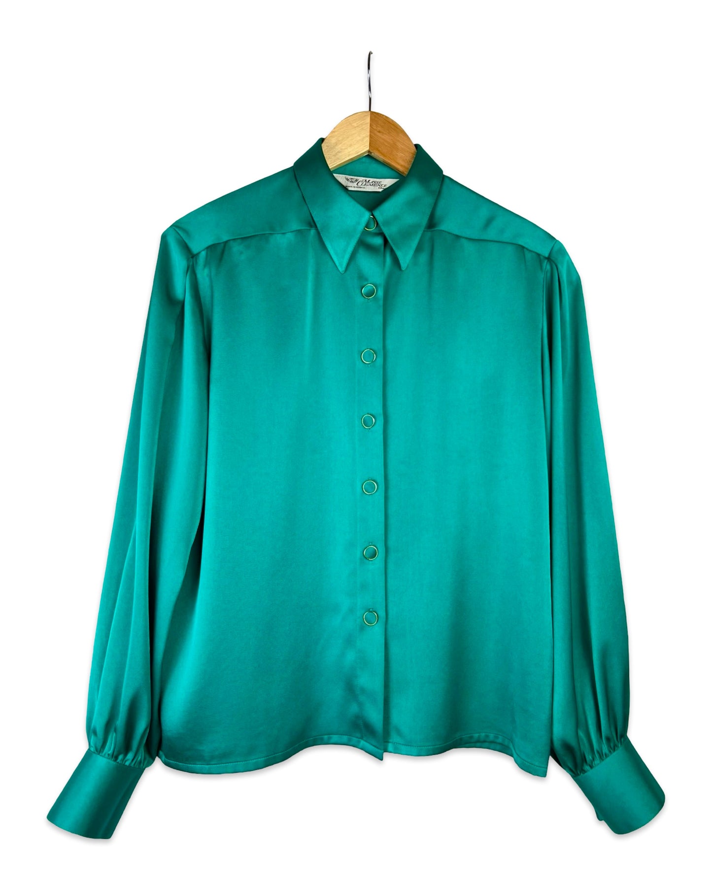Petrol satijn blouse - M/L