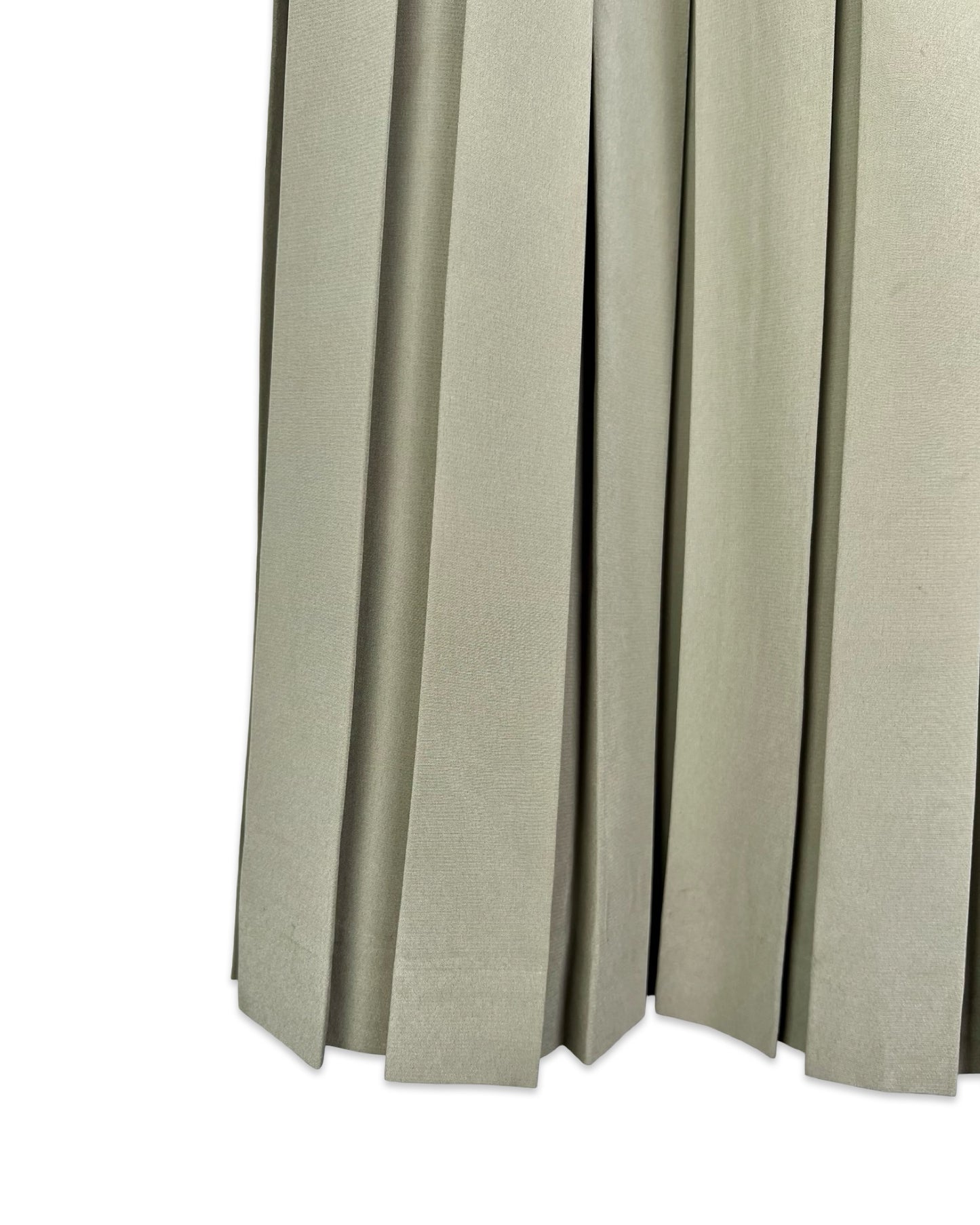 Vintage plissérok olijfgroen - S