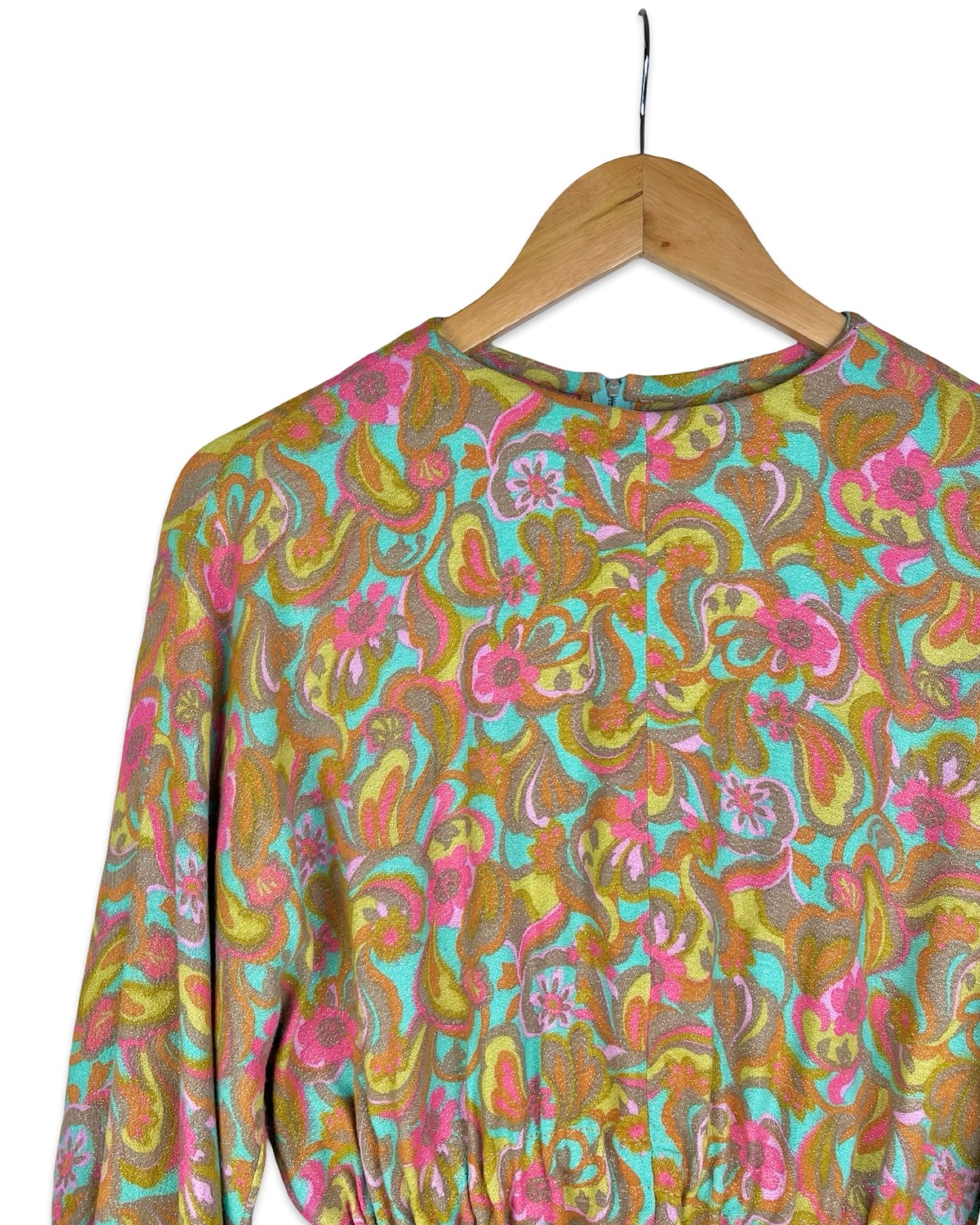 Kleurrijke vintage top met retroprint - M