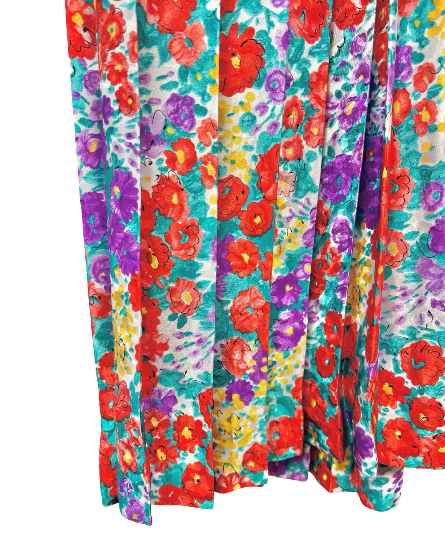 Vintage bloemenjurk met plissérok - M