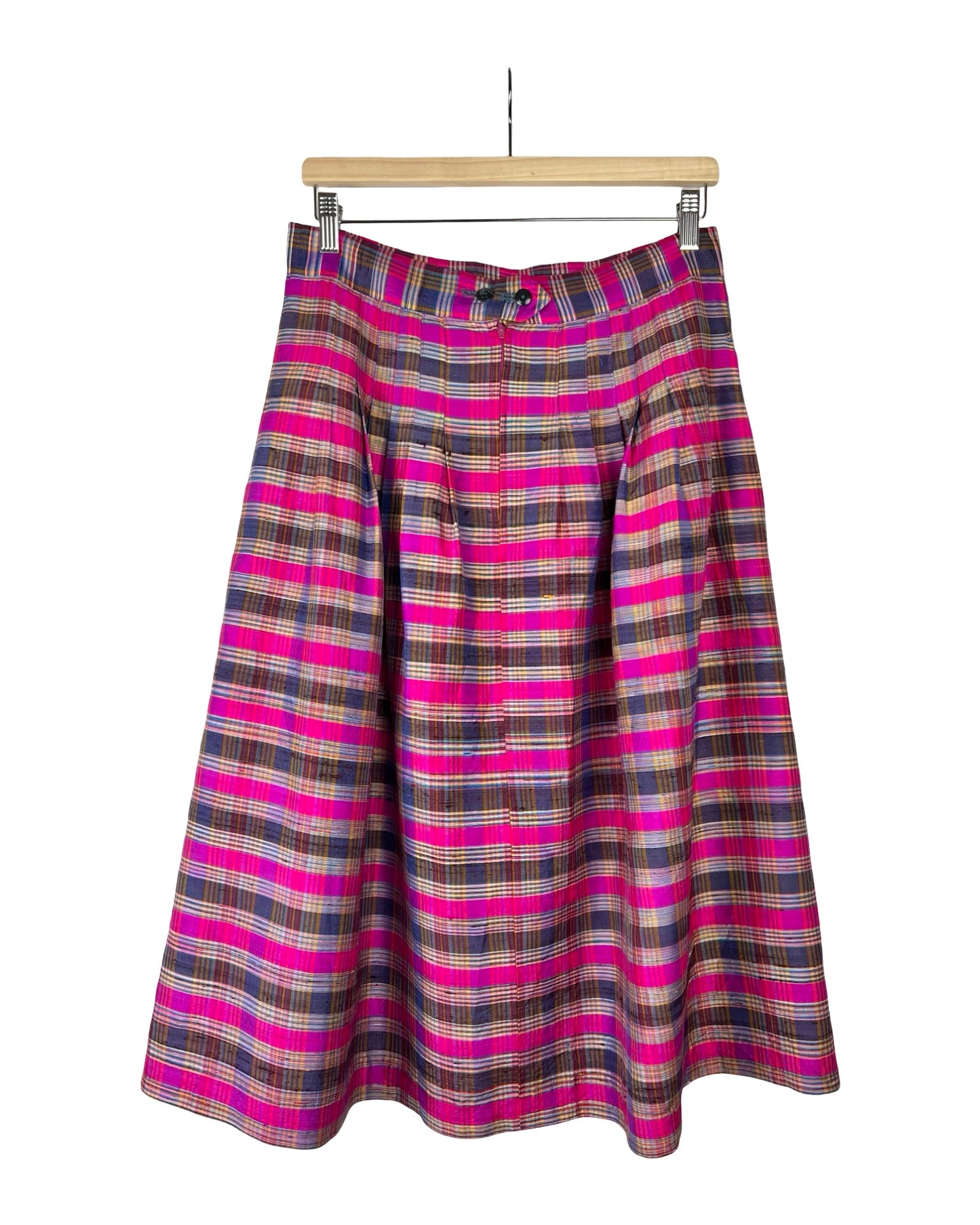 Zijden vintage rok met ruit - M