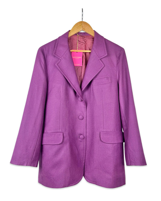 Paarse wollen blazer - L