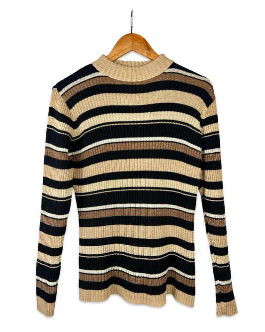 Vintage gestreepte trui met lurex - L