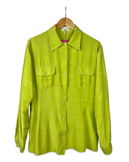 Limegroene vintage blouse - L