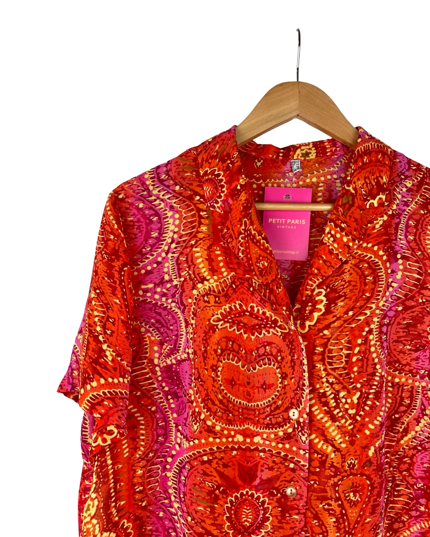 Vintage viscose blouse met strikdetail - L/XL