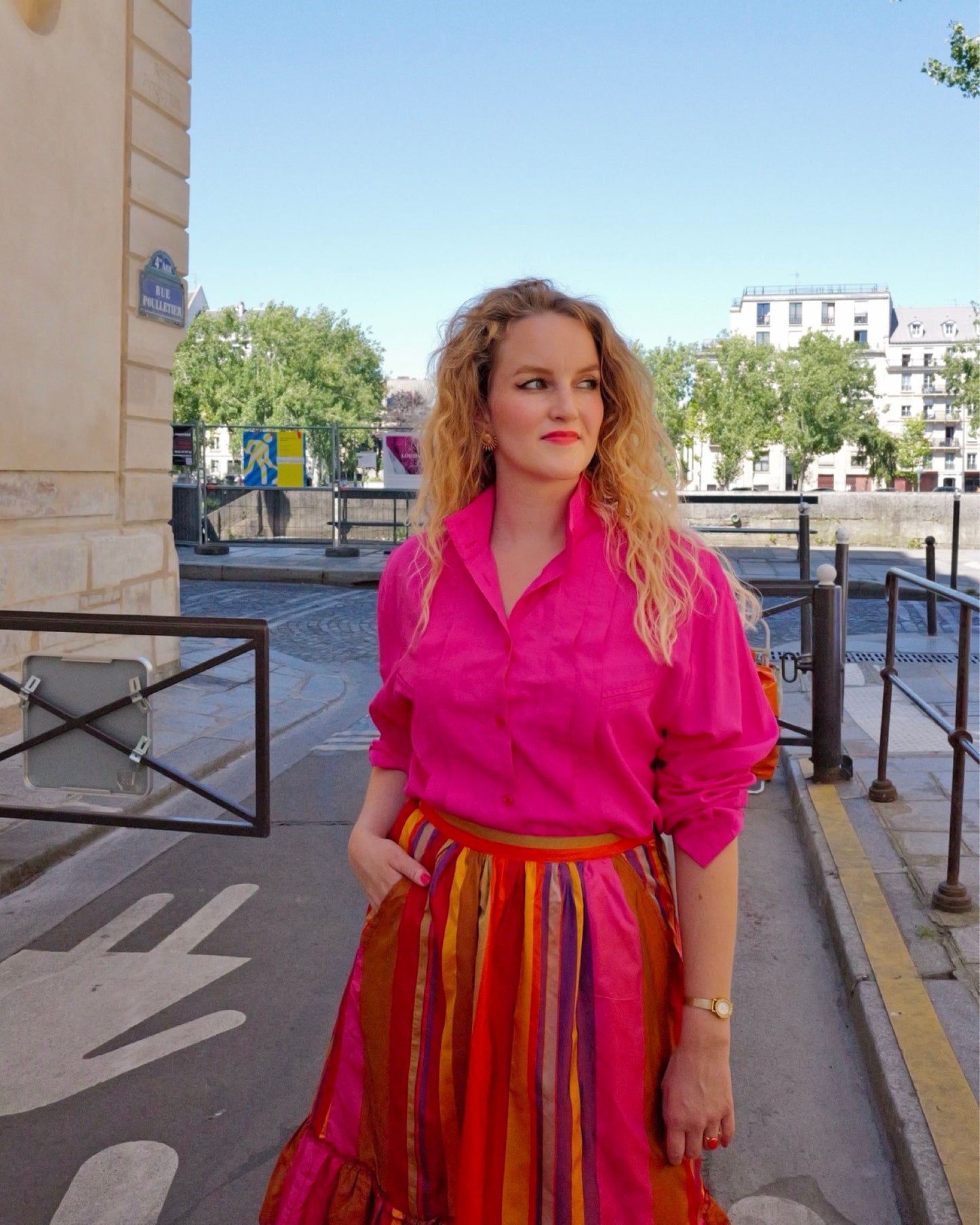 Felroze vintage blouse - L