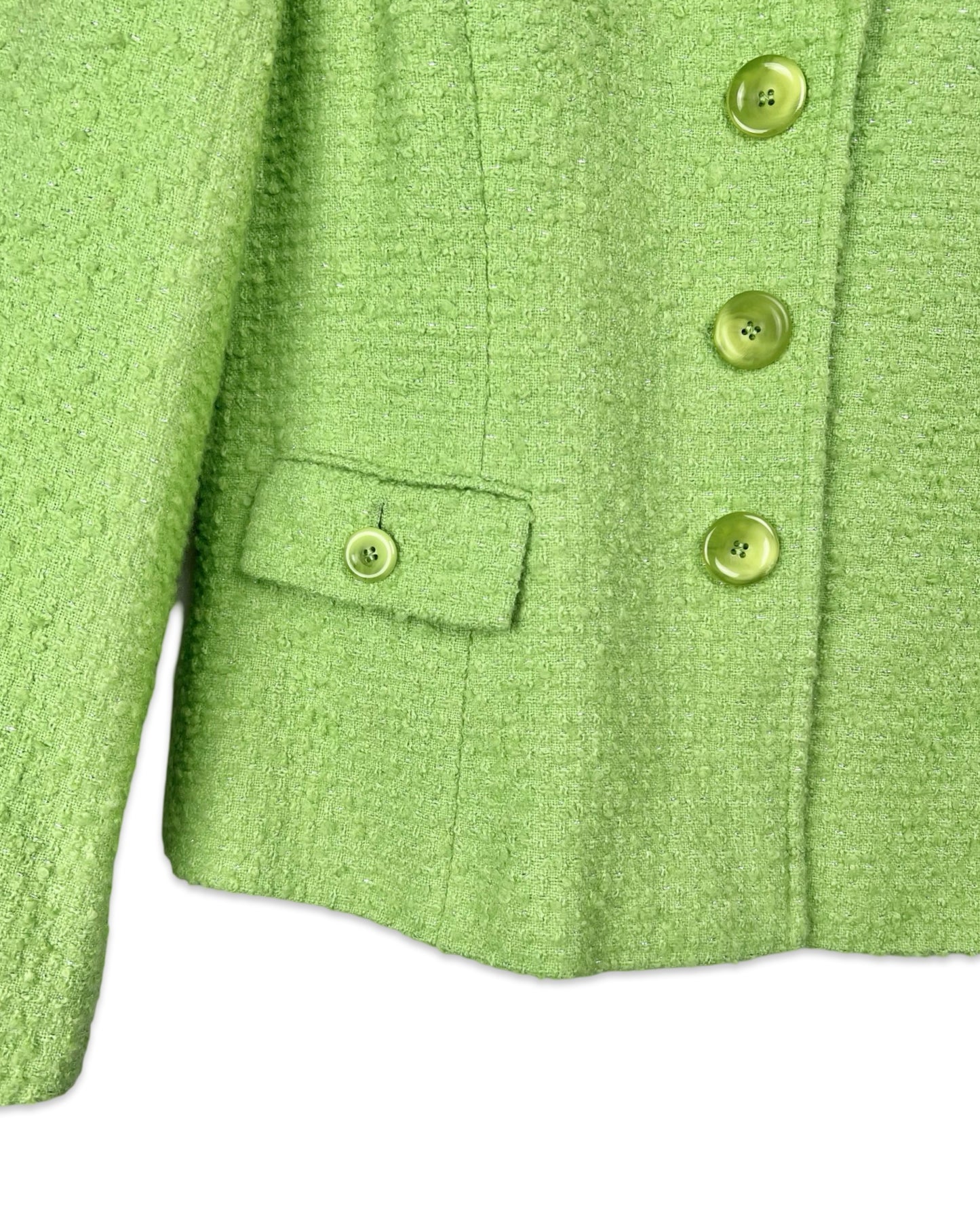 Vintage groene bouclé blazer - M/L