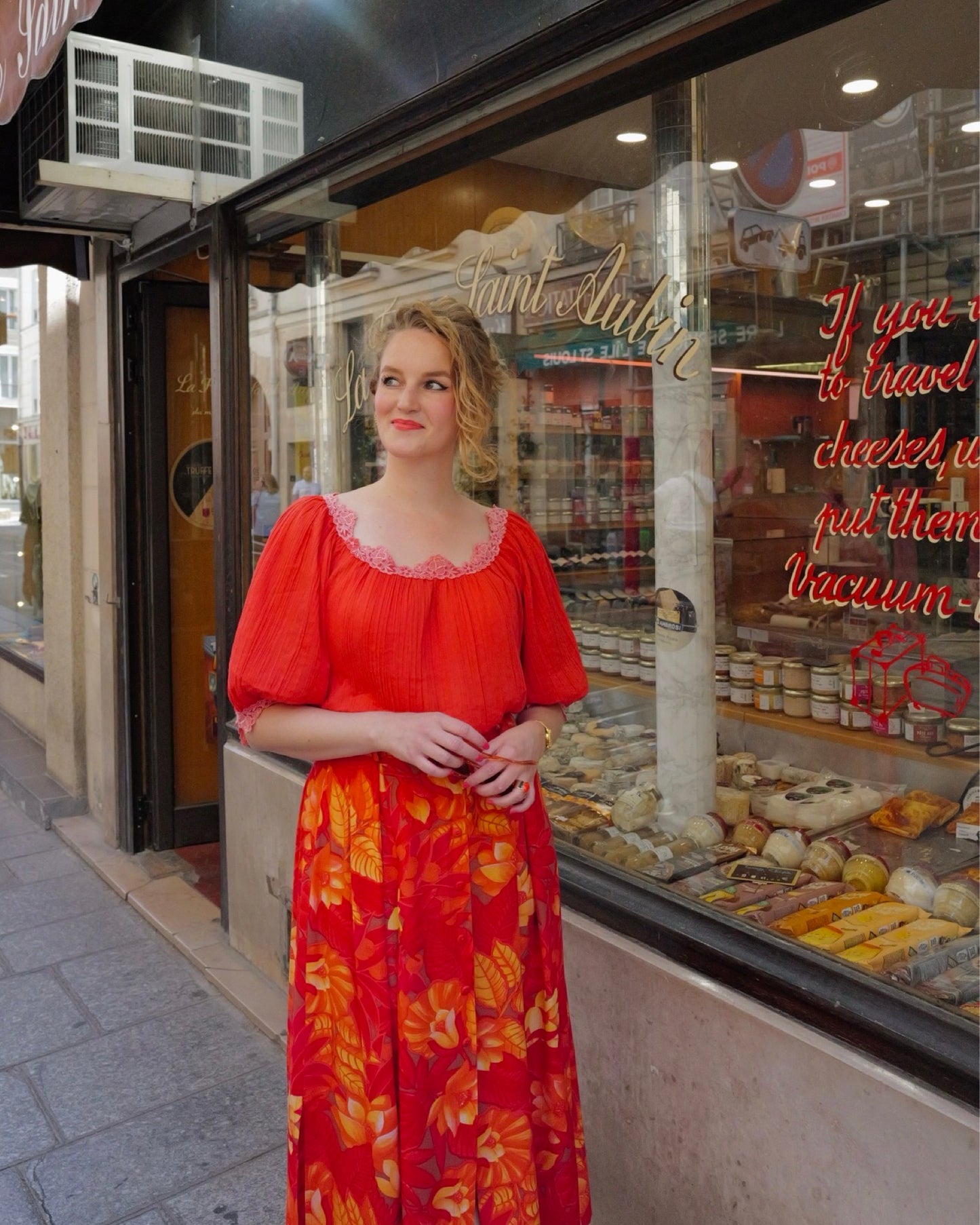 Bohemian vintage blouse met pofmouw - M/L