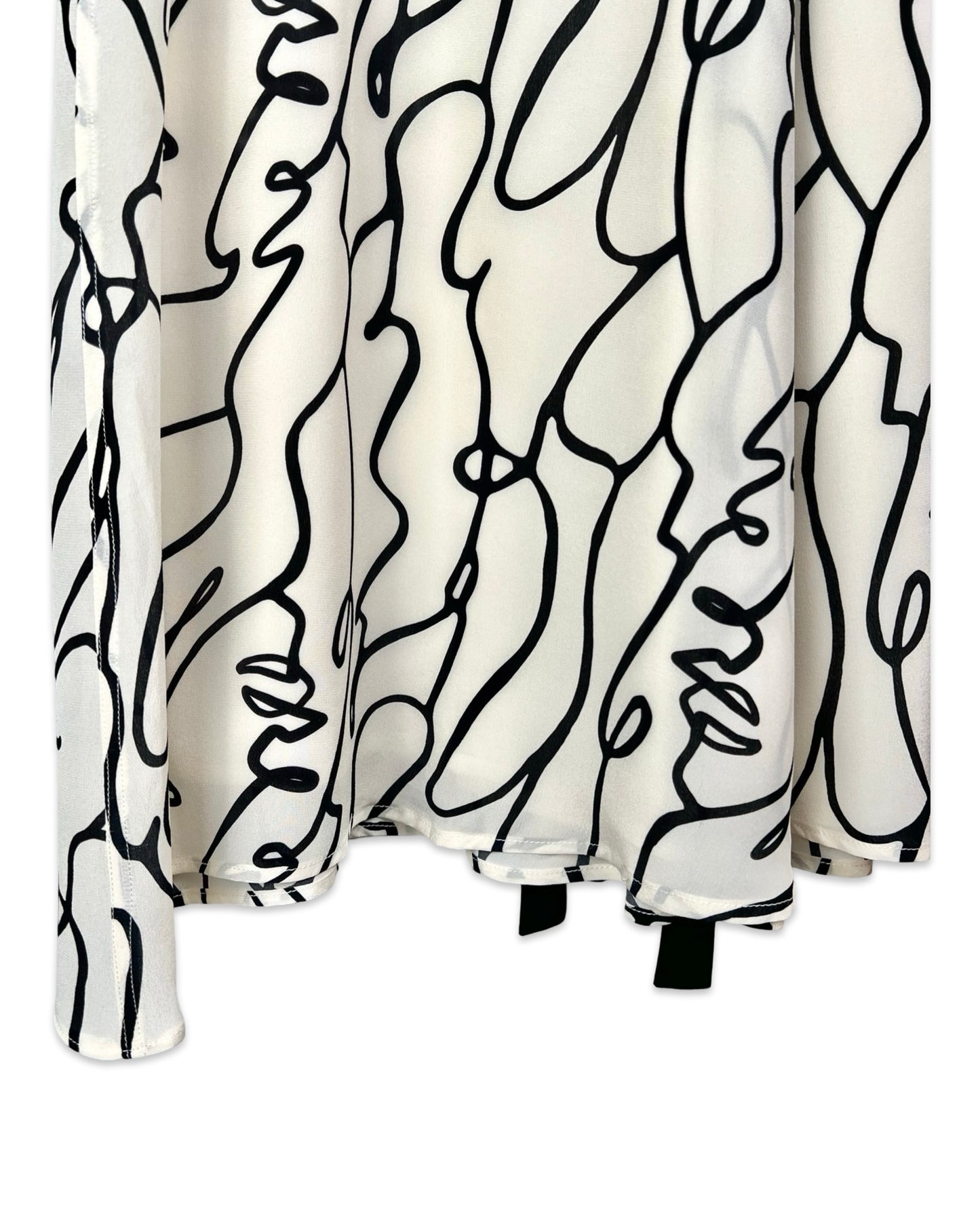 Zijden midirok met abstracte print - M