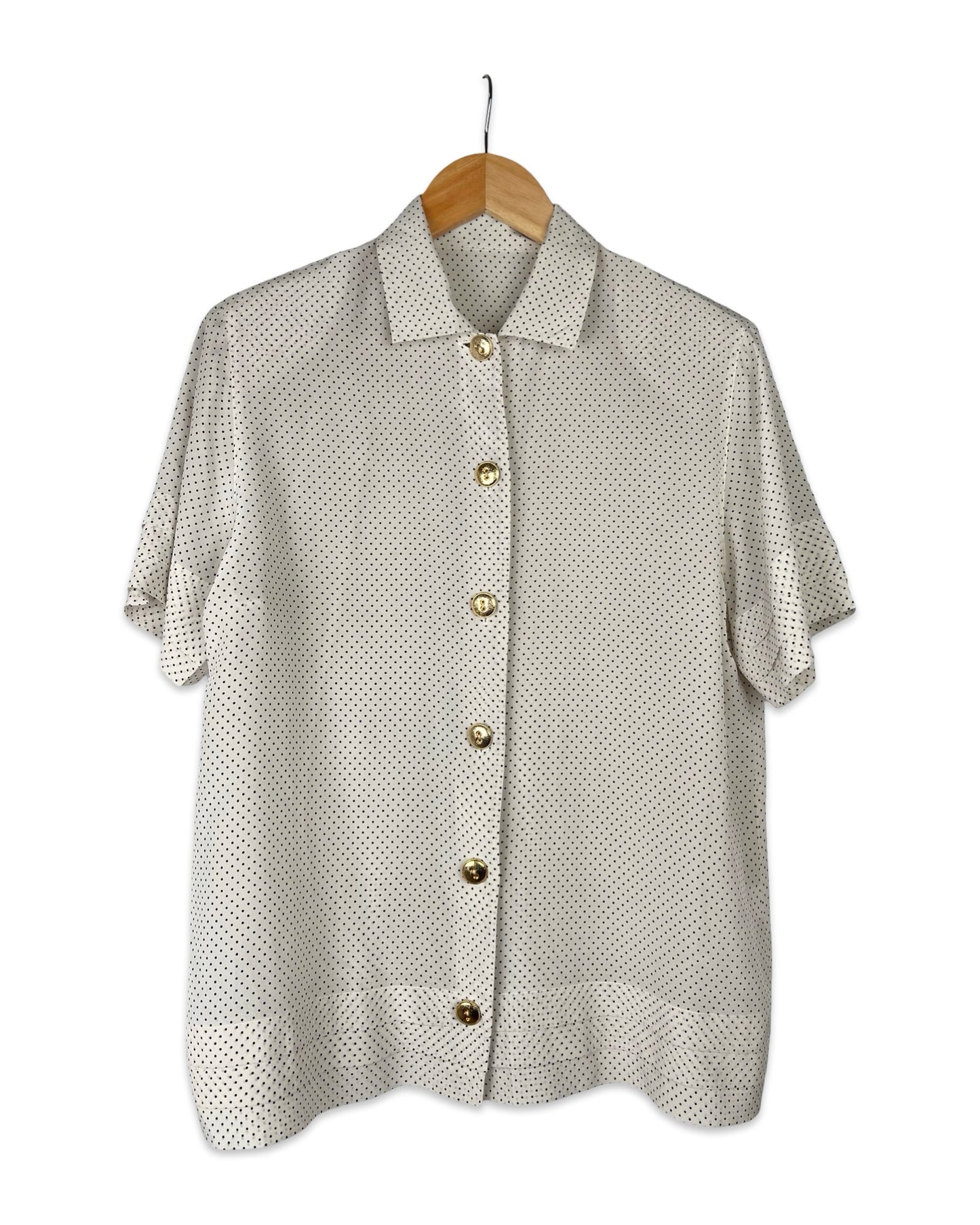 Zijden blouse met stipjes - L