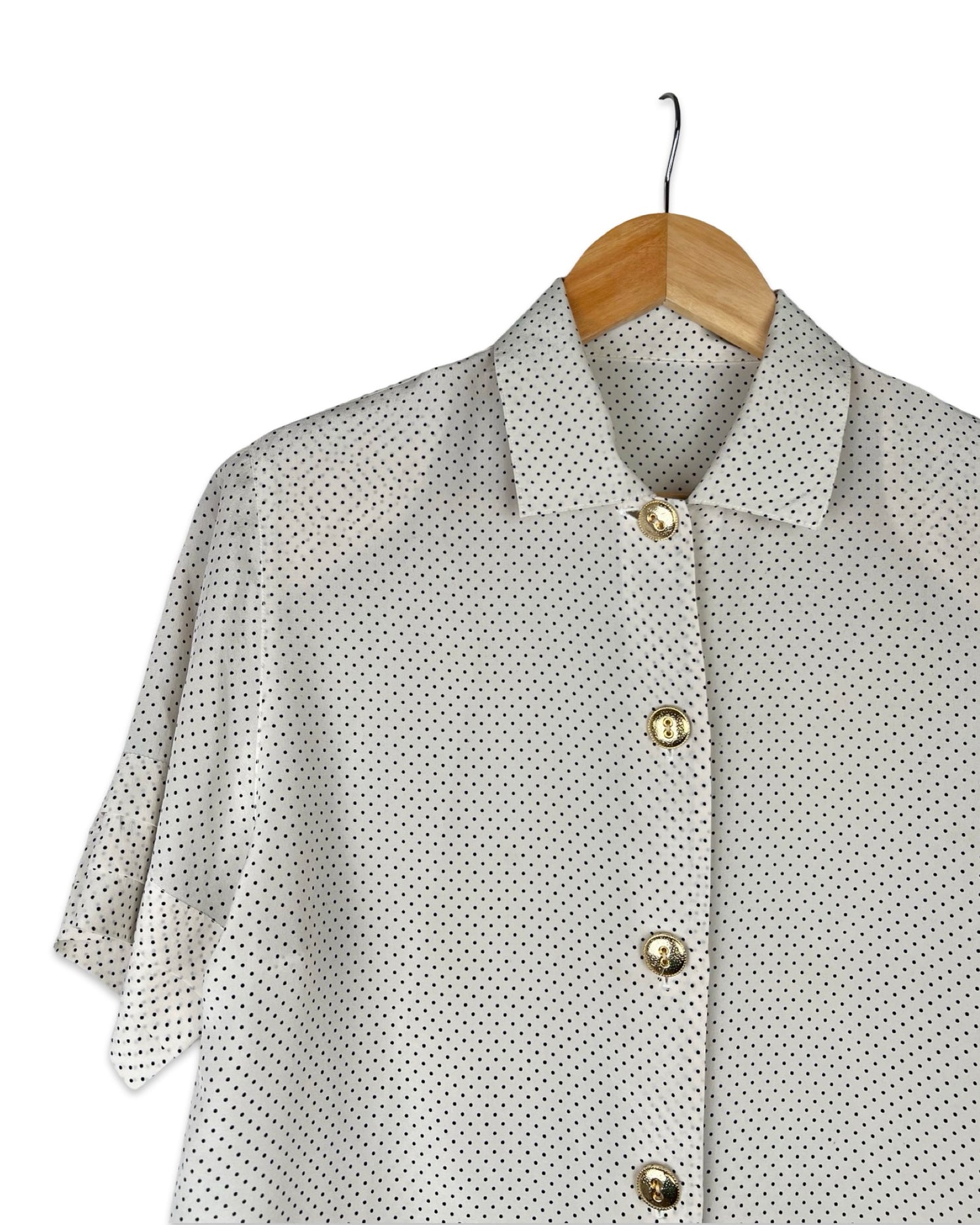 Zijden blouse met stipjes - L